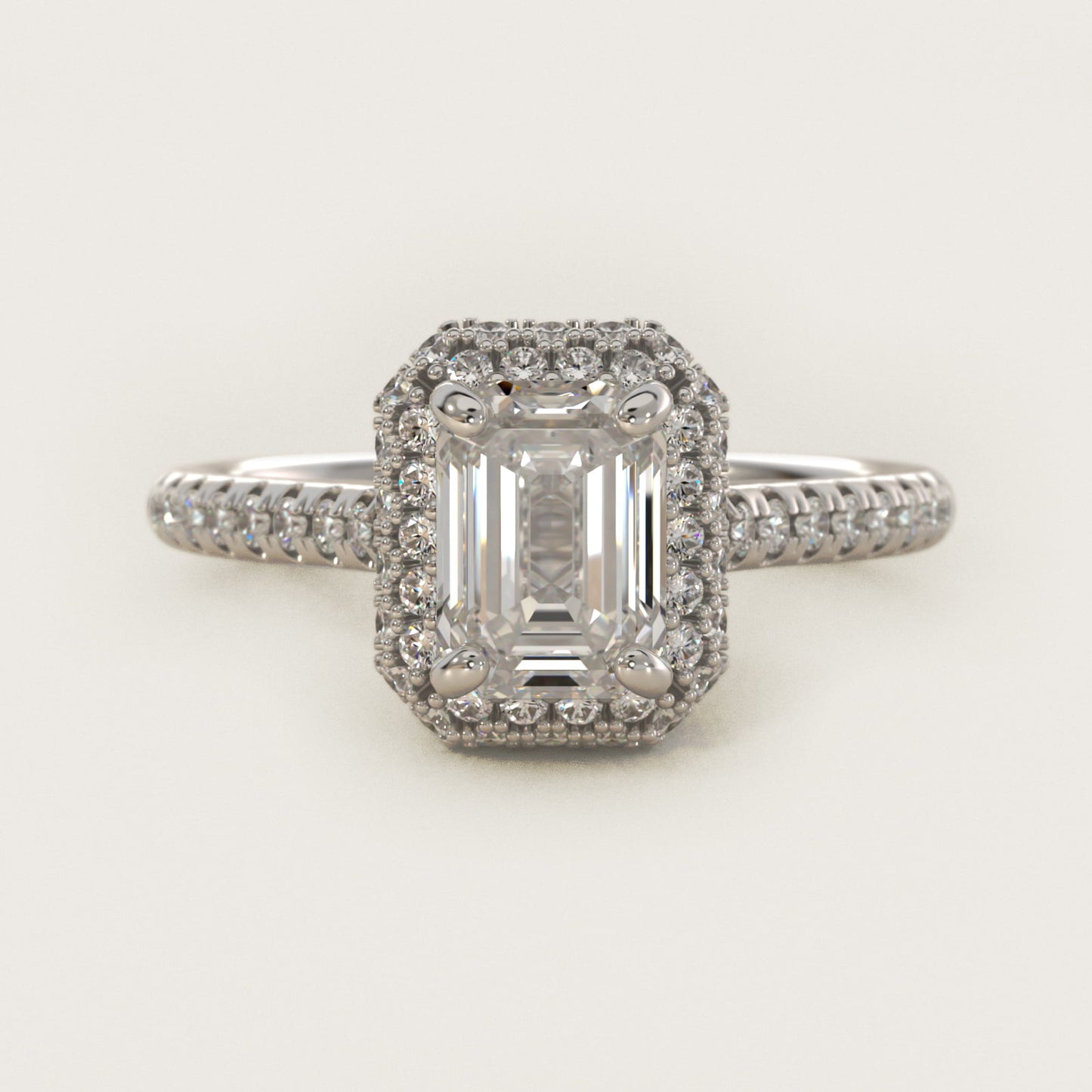 Falling Edge PavŽ Diamond Halo Engagement Ring In 14K White Gold By James Allen - Emerald Center