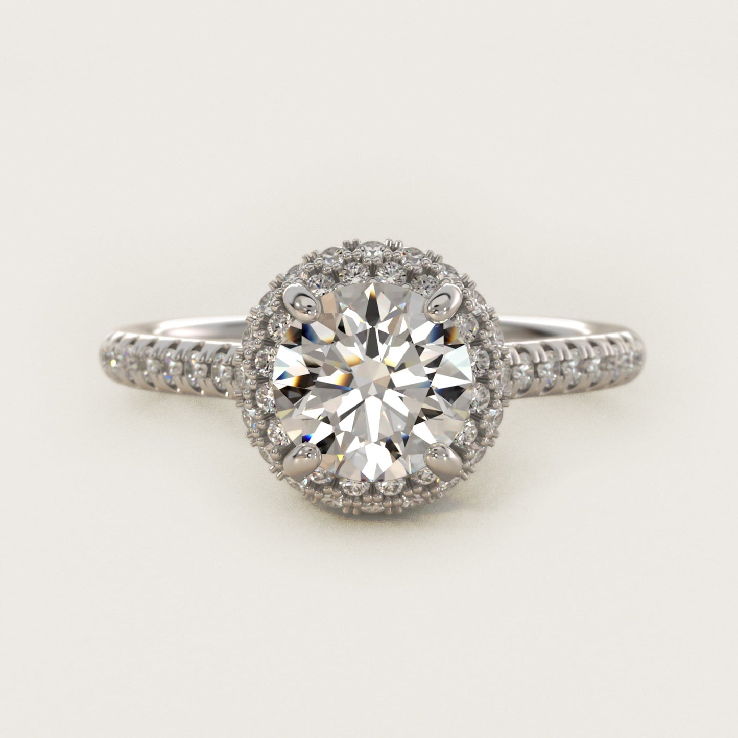 Falling Edge PavŽ Diamond Halo Engagement Ring In Platinum By James Allen - Round Center