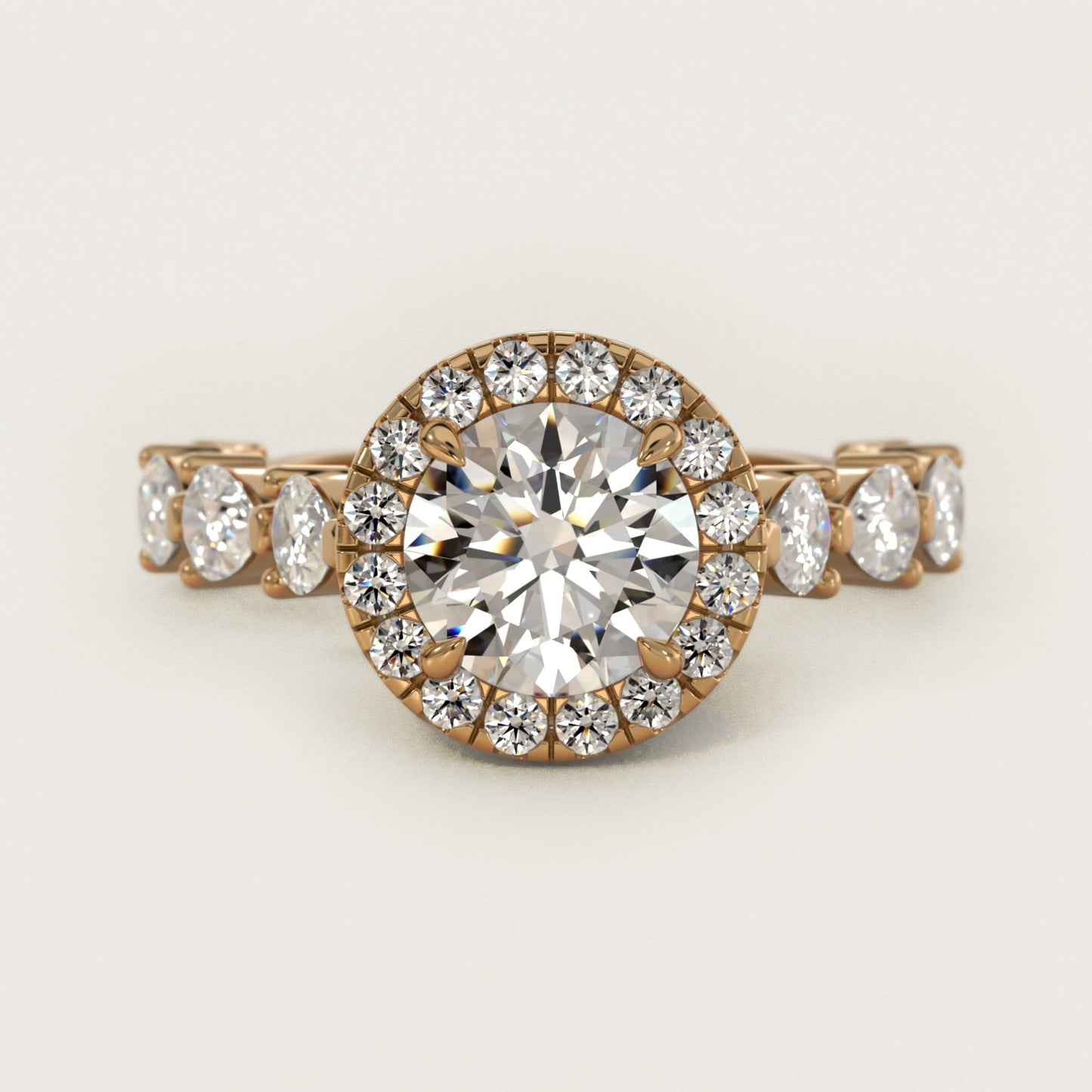 Fancy Pear Halo Engagement Ring in 18k Yellow Gold - Round Center