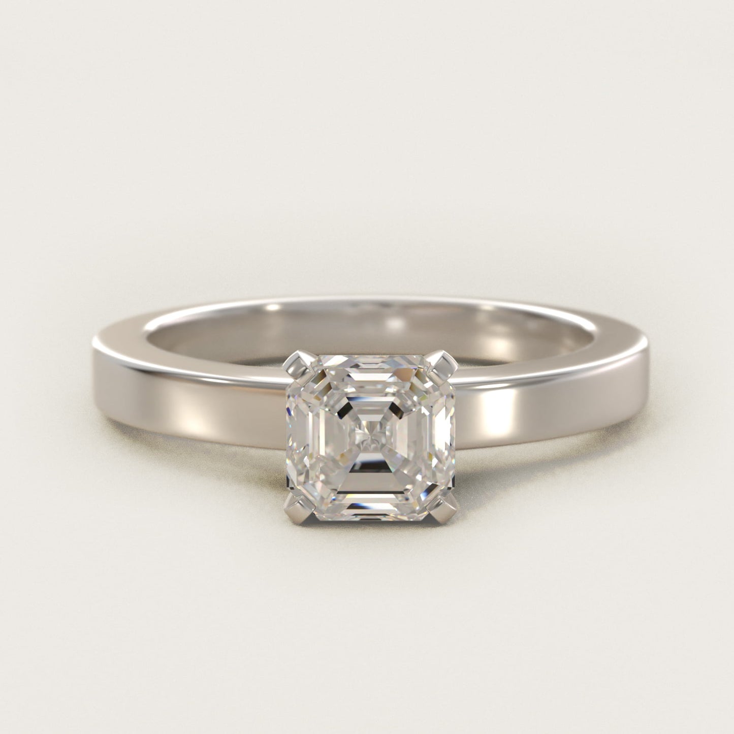 Flat Edge Solitaire Engagement Ring In Platinum By James Allen - Asscher Center