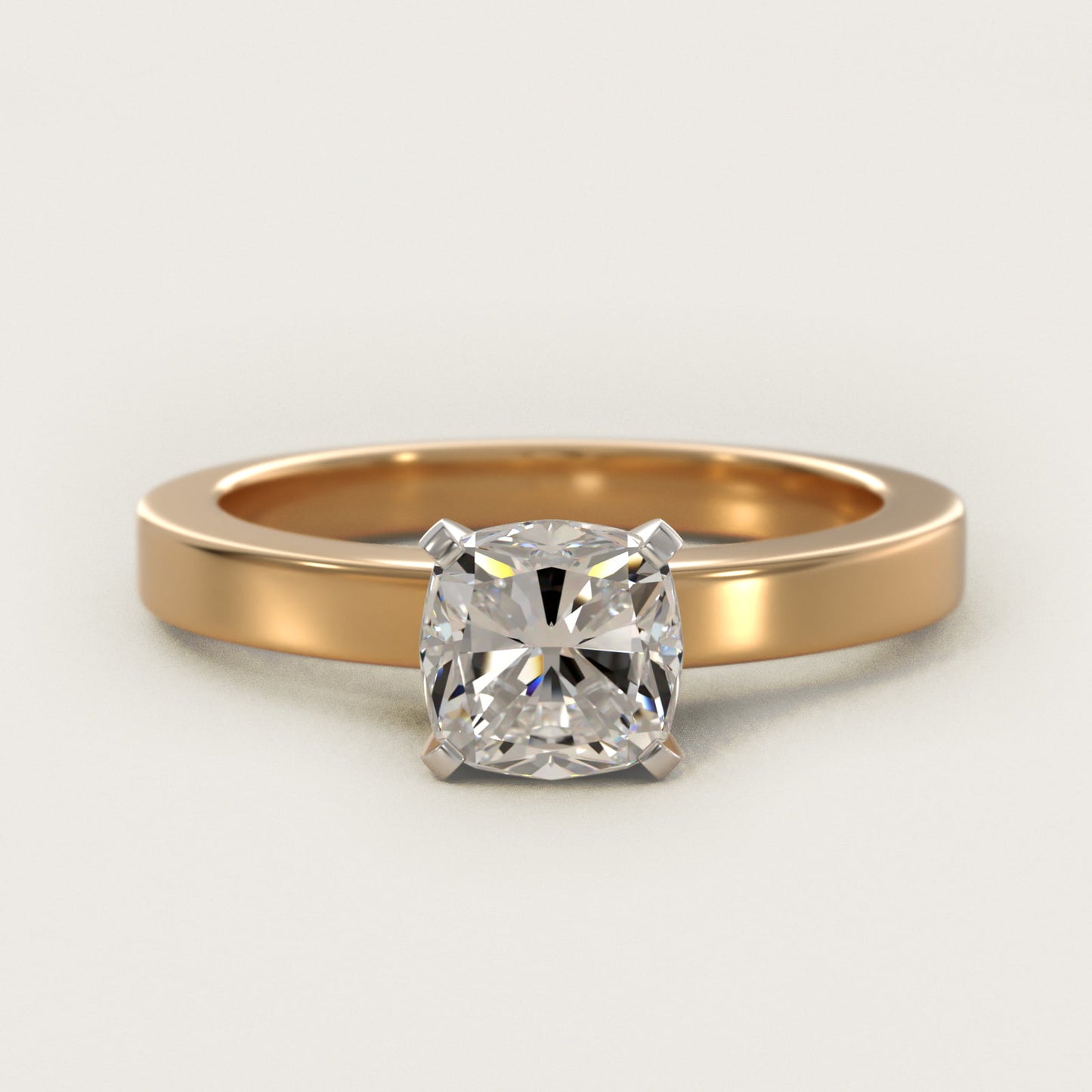 Flat Edge Solitaire Engagement Ring In 18k Yellow Gold By James Allen - Cushion Center