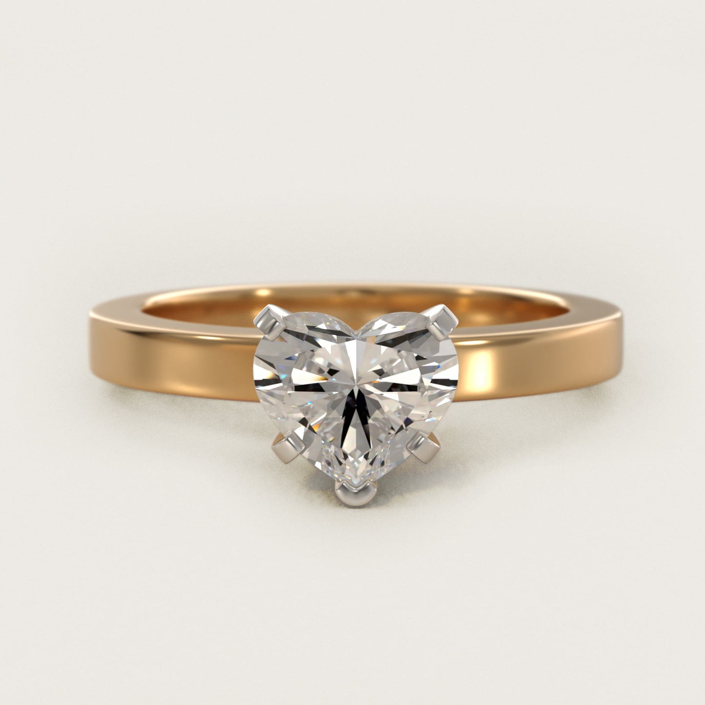 Flat Edge Solitaire Engagement Ring In 18k Yellow Gold By James Allen - Heart Center