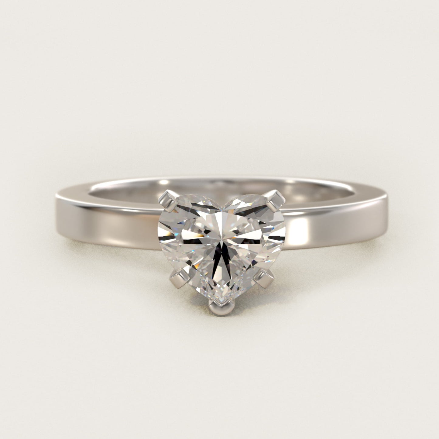 Flat Edge Solitaire Engagement Ring In Platinum By James Allen - Heart Center
