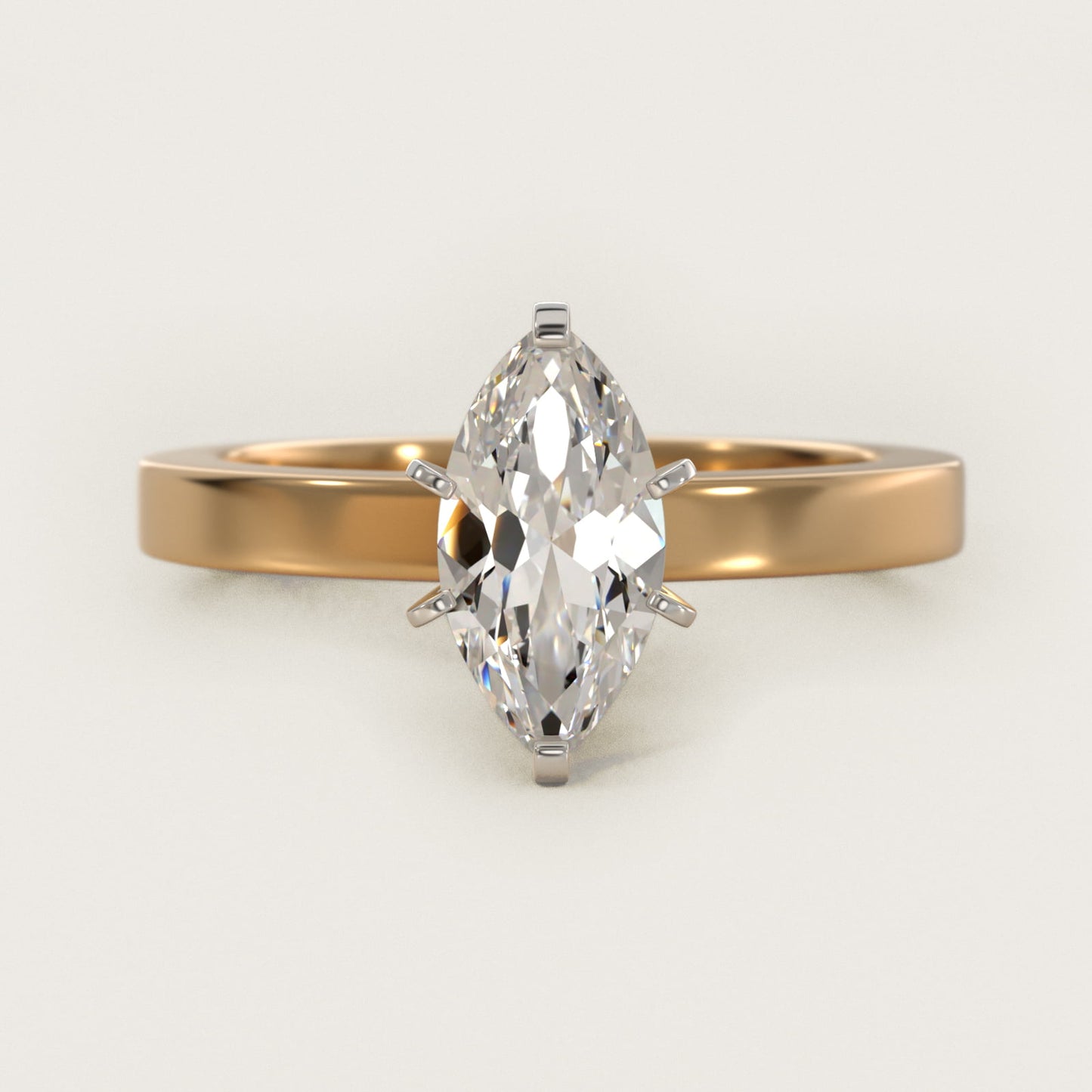 Flat Edge Solitaire Engagement Ring In 18k Yellow Gold By James Allen - Marquise Center