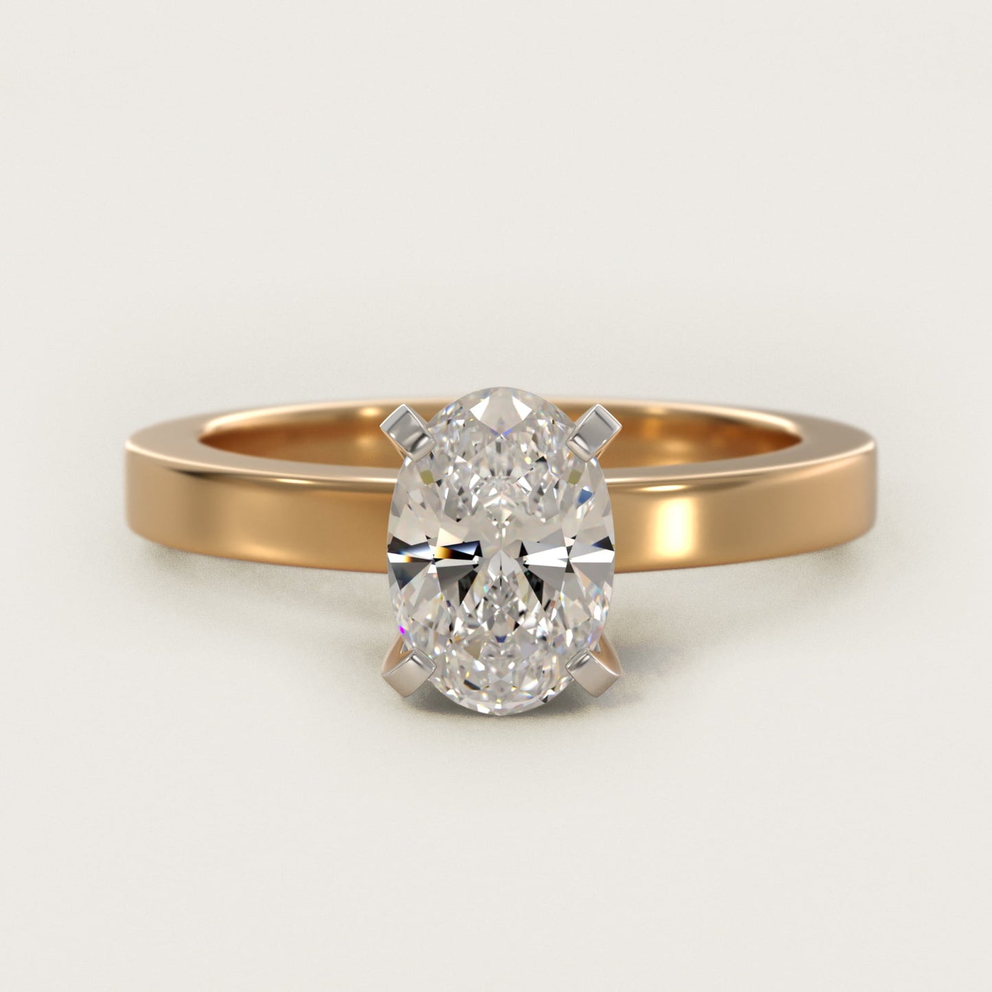 Flat Edge Solitaire Engagement Ring In 14K Yellow Gold By James Allen - Oval Center