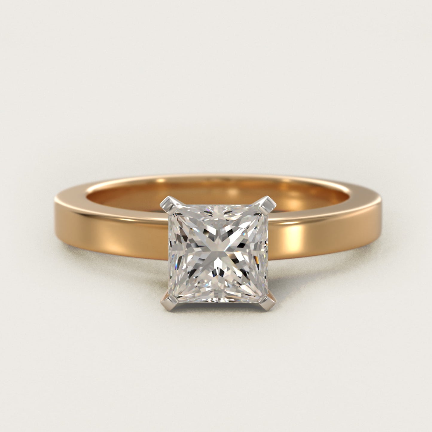 Flat Edge Solitaire Engagement Ring In 18k Yellow Gold By James Allen - Princess Center