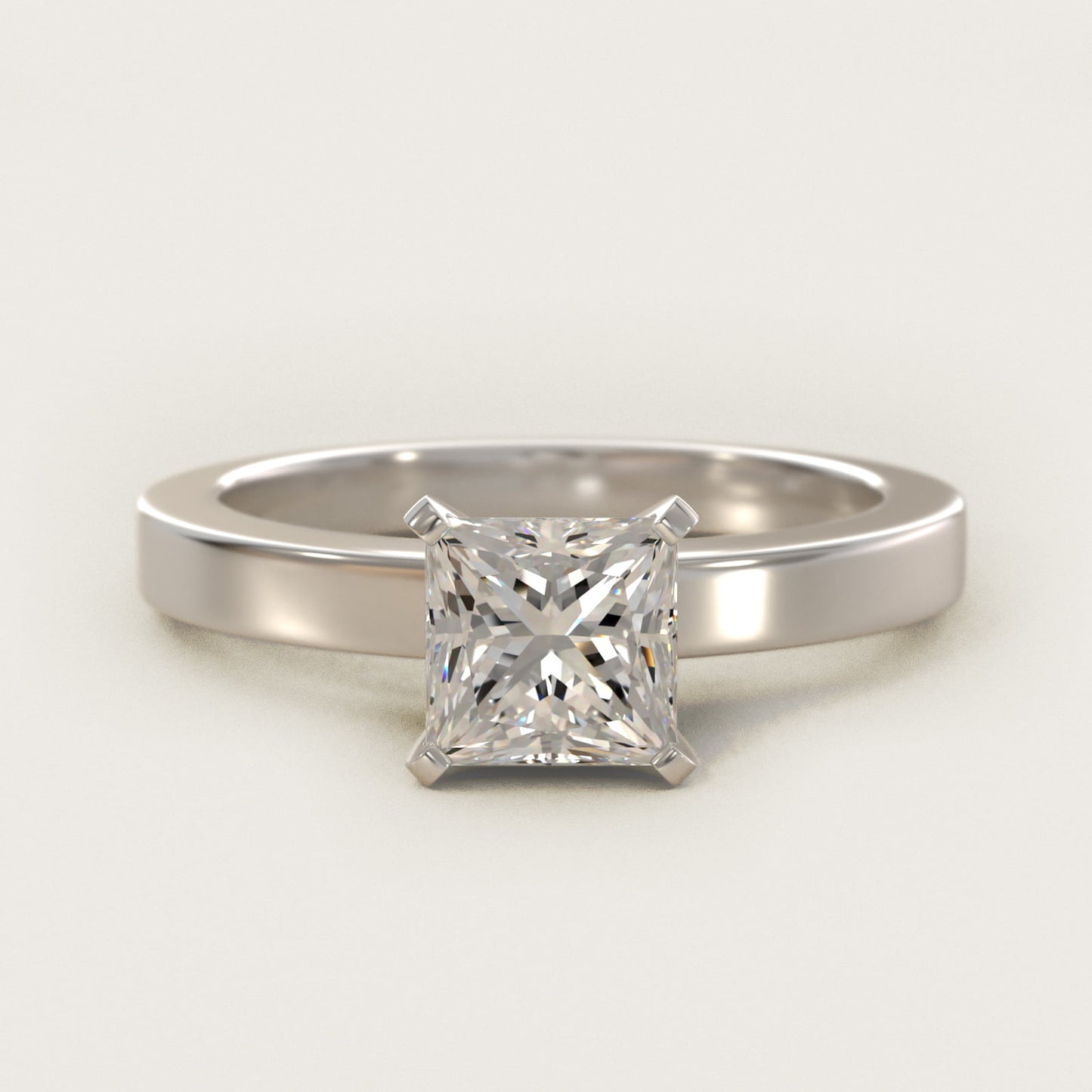Flat Edge Solitaire Engagement Ring In Platinum By James Allen - Princess Center