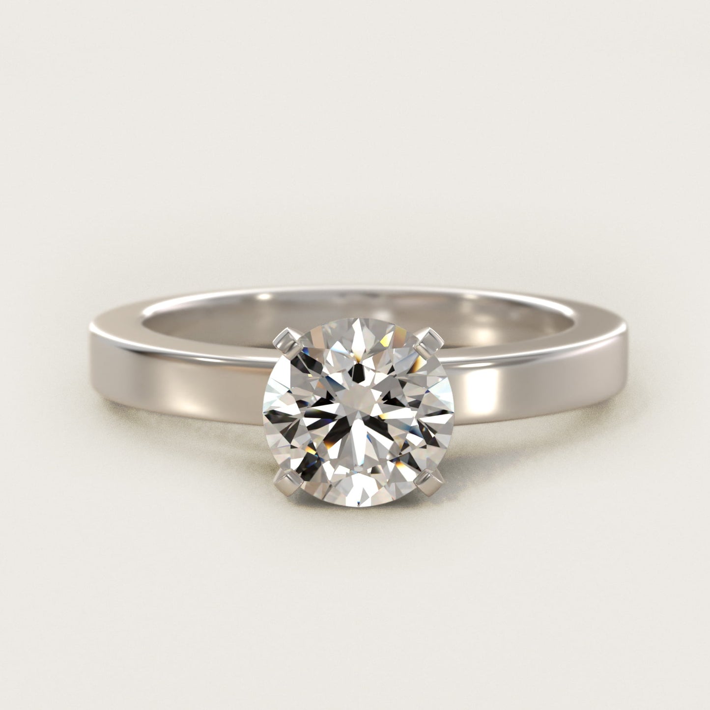 Flat Edge Solitaire Engagement Ring In 14K White Gold By James Allen - Round Center