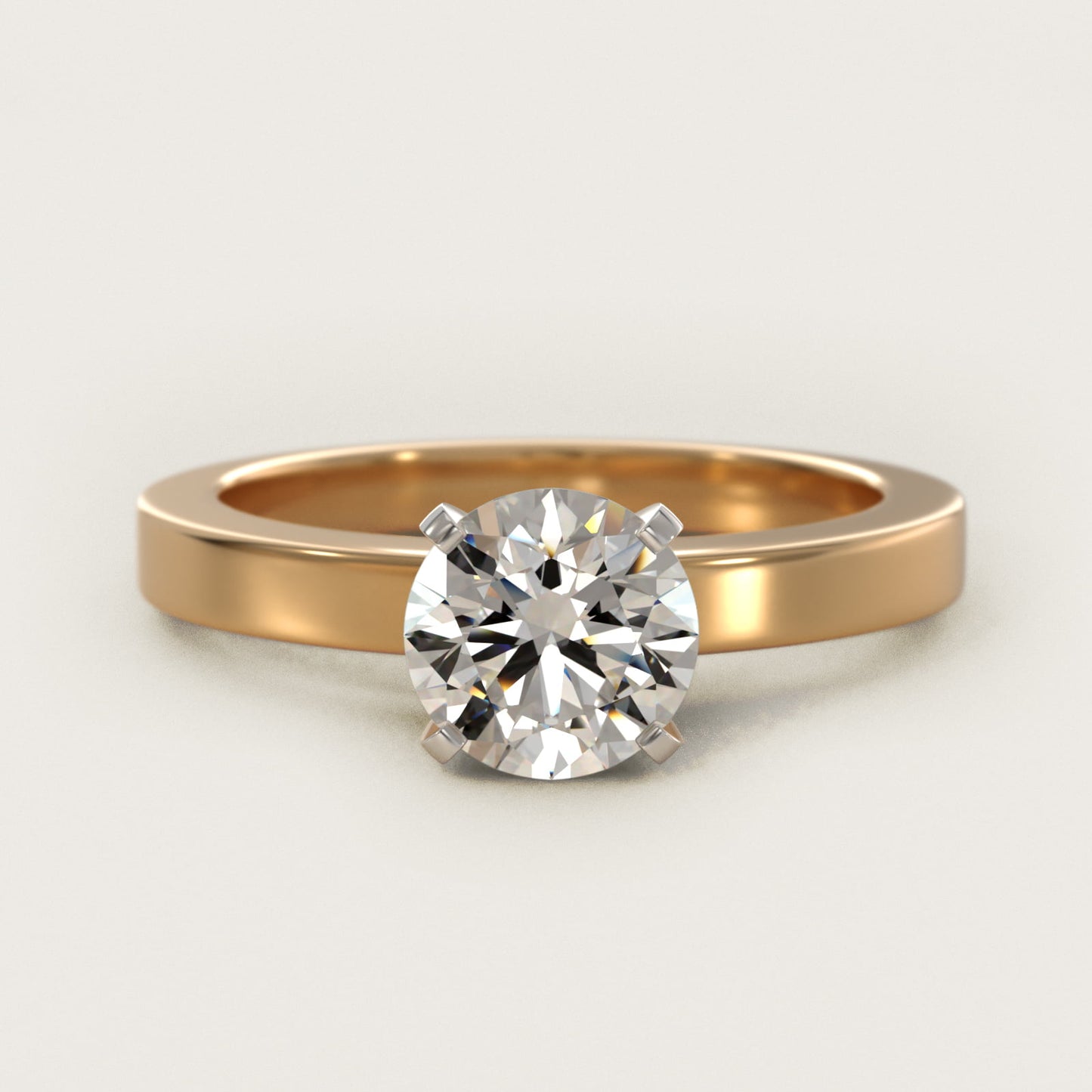 Flat Edge Solitaire Engagement Ring In 14K Yellow Gold By James Allen - Round Center