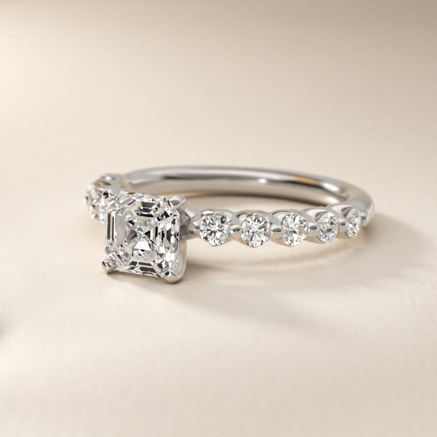 Floating Diamond Engagement Ring in 14k White Gold (3/8 ct.tw.) - Asscher Center