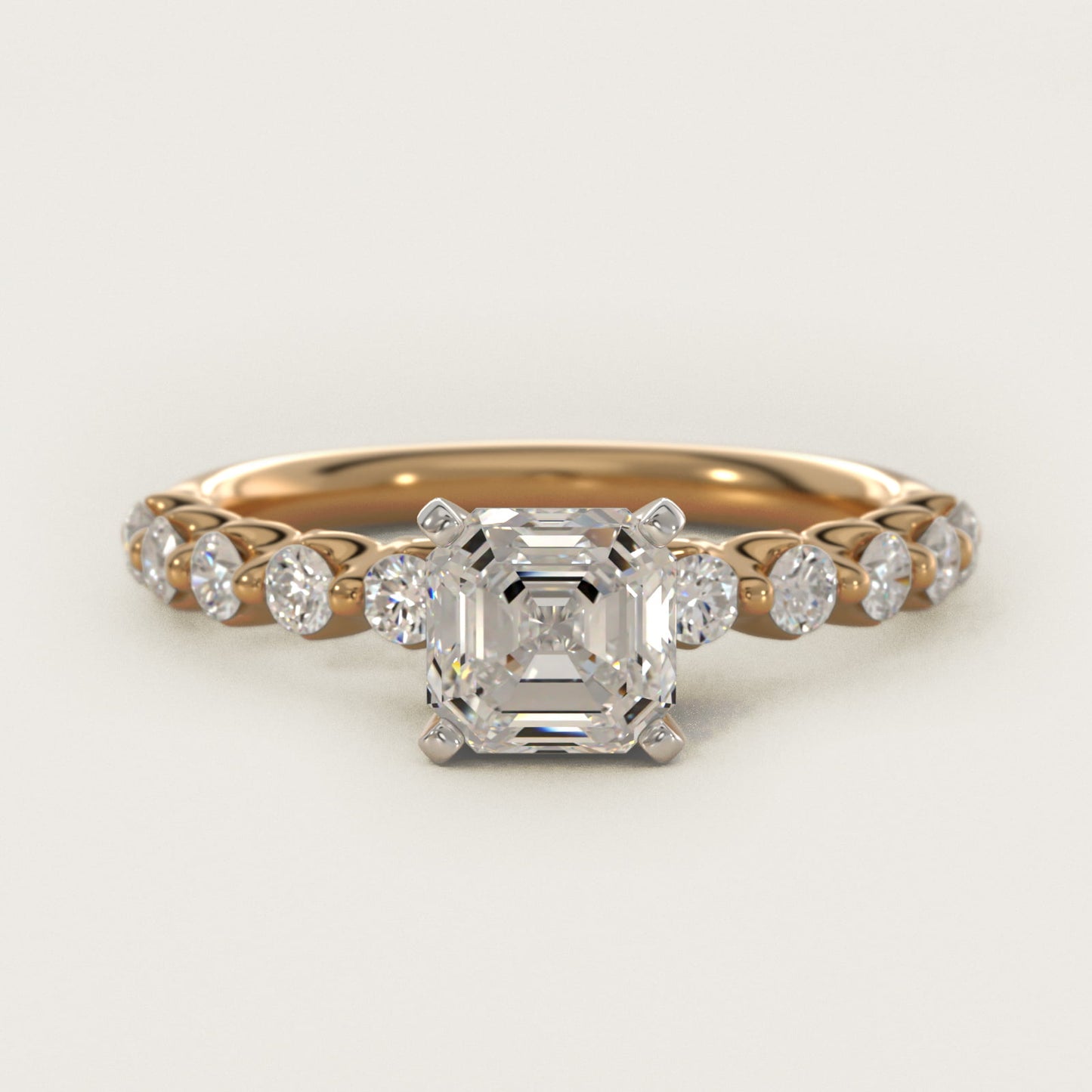 Floating Diamond Engagement Ring in 14k Yellow Gold (3/8 ct.tw.) - Asscher Center