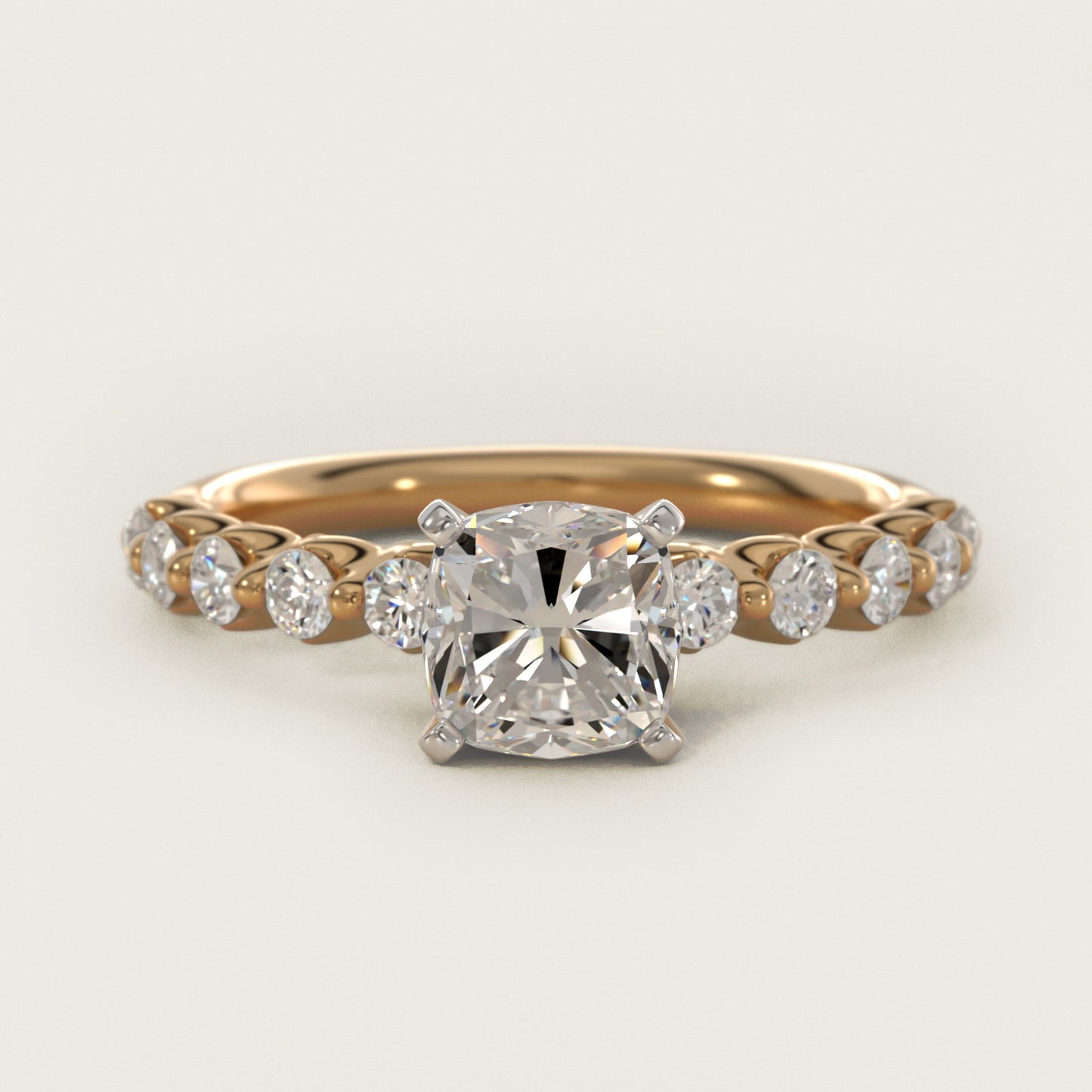 Floating Diamond Engagement Ring in 18k Yellow Gold (3/8 ct.tw.) - Cushion Center