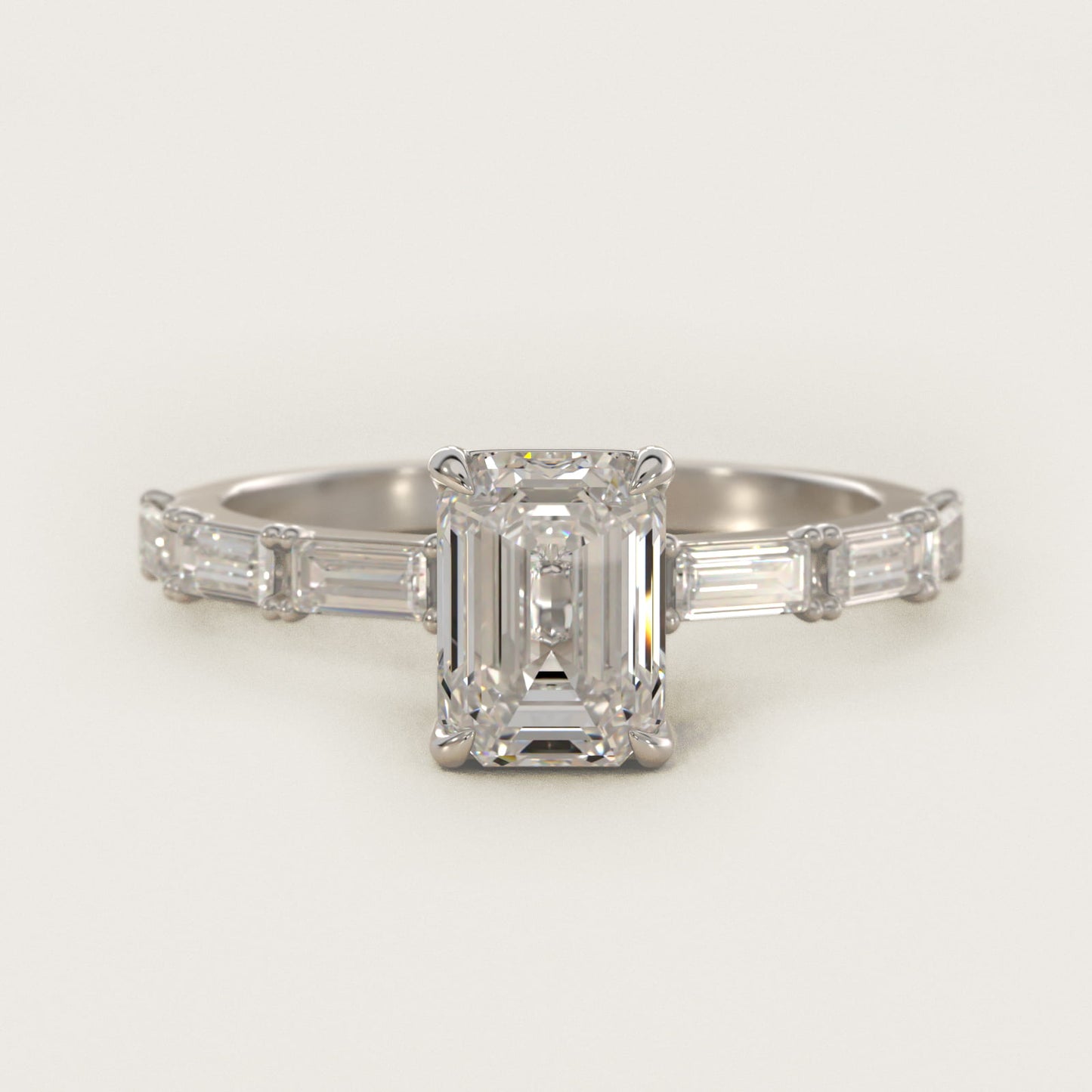 Floating Diamond Line Side Stone Engagement Ring In 14K White Gold By James Allen - Emerald Center