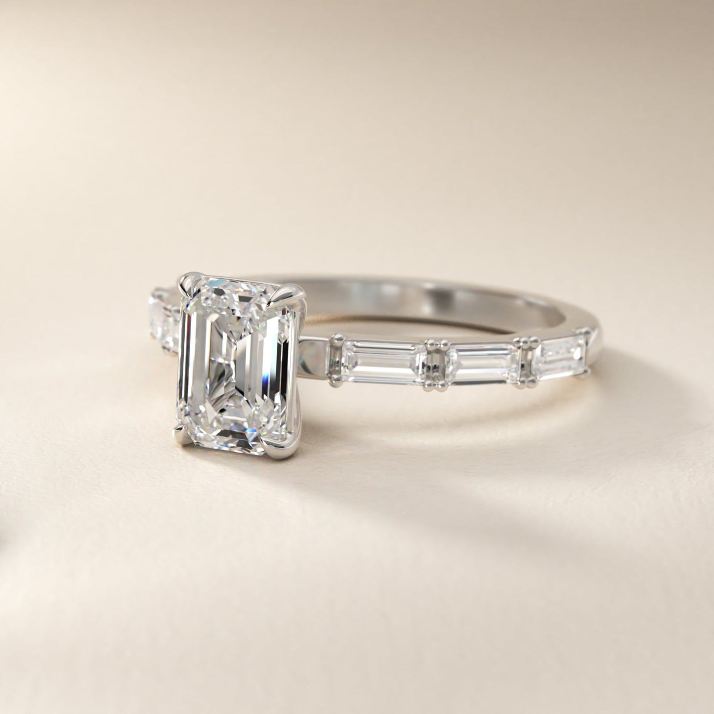 Floating Diamond Line Side Stone Engagement Ring In Platinum By James Allen - Emerald Center