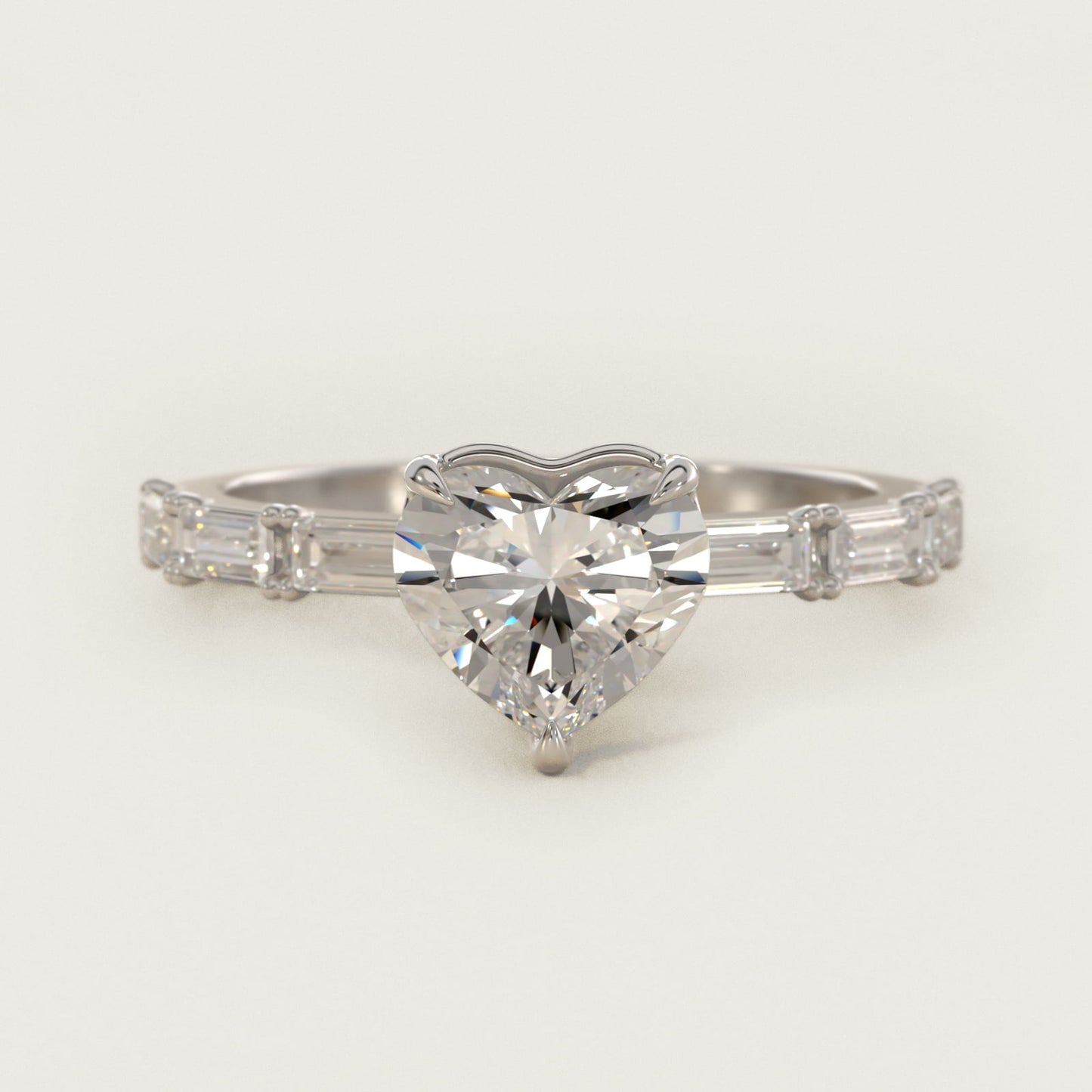Floating Diamond Line Side Stone Engagement Ring In 18k White Gold By James Allen - Heart Center