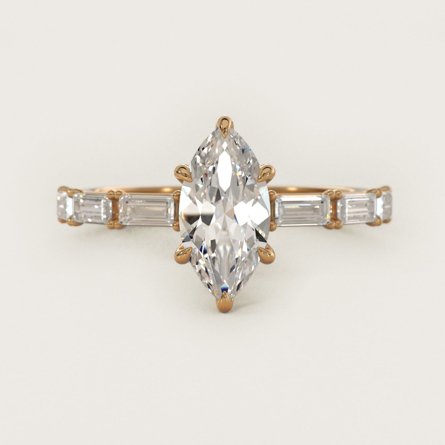 Floating Diamond Line Side Stone Engagement Ring In 18k Yellow Gold By James Allen - Marquise Center