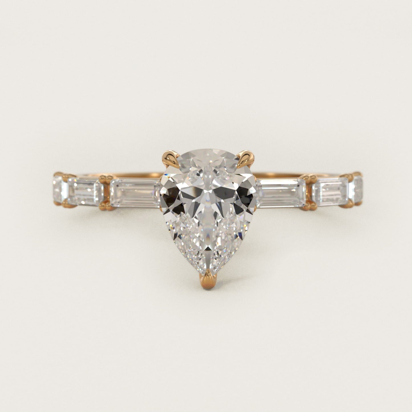Floating Diamond Line Side Stone Engagement Ring In 18k Yellow Gold By James Allen - Pear Center