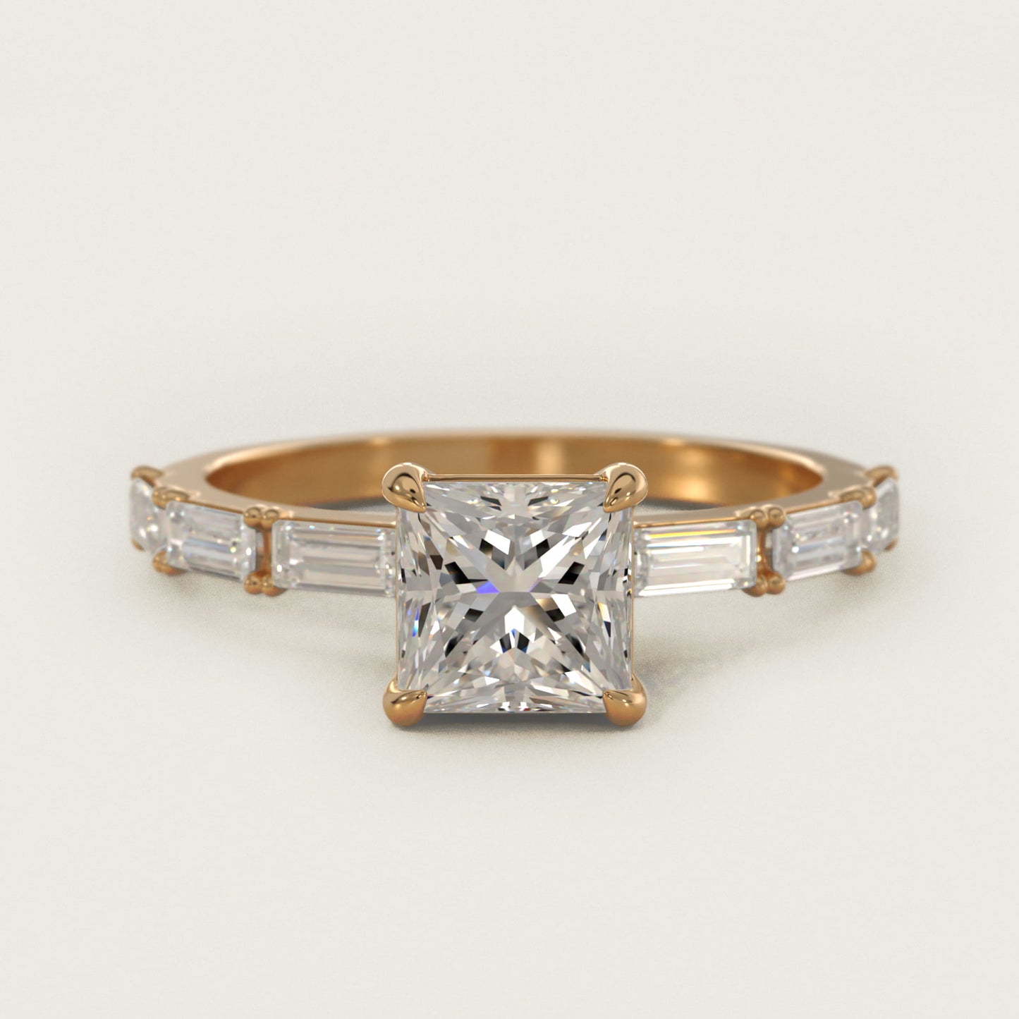 Floating Diamond Line Side Stone Engagement Ring In 18k Yellow Gold By James Allen - Princess Center