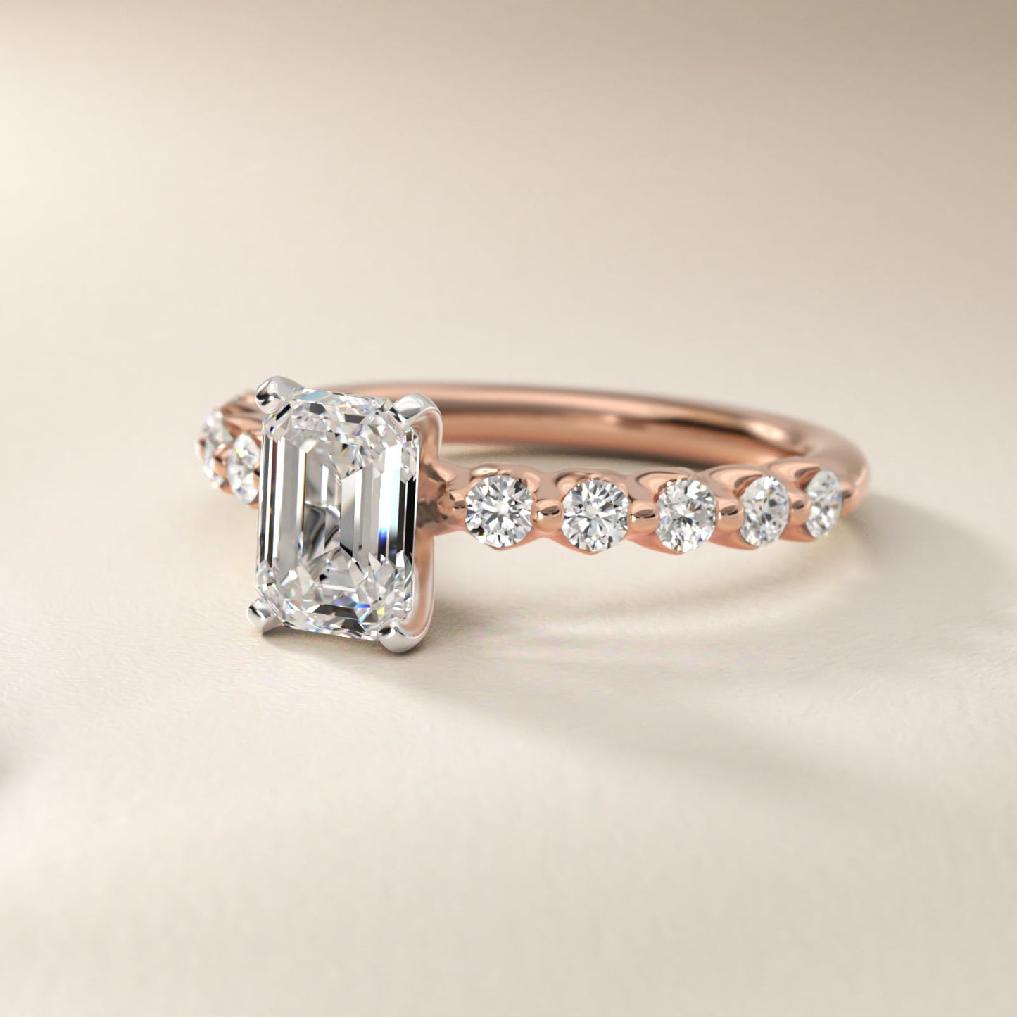 Floating Diamond Engagement Ring in 18k Rose Gold (3/8 ct.tw.) - Emerald Center