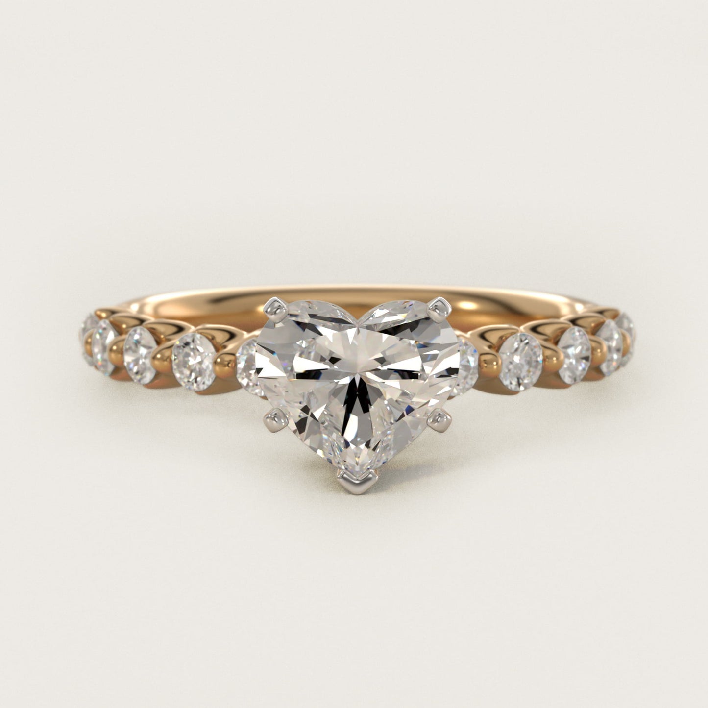 Floating Diamond Engagement Ring in 14k Yellow Gold (3/8 ct.tw.) - Heart Center