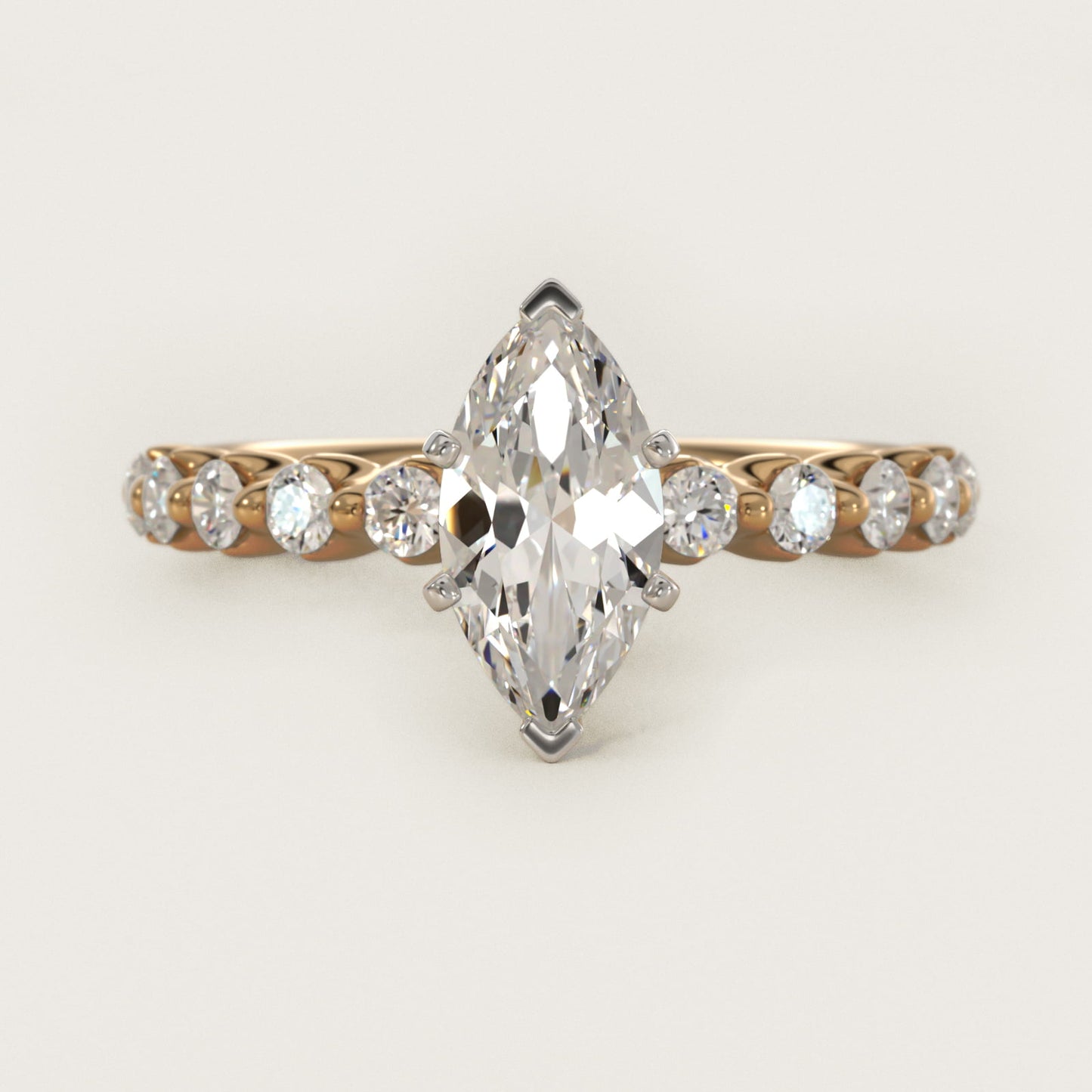 Floating Diamond Engagement Ring in 18k Yellow Gold (3/8 ct.tw.) - Marquise Center