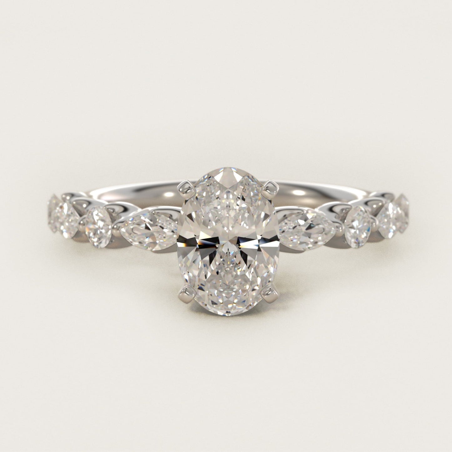 Floating Marquise and Round Engagement Ring in Platinum (2/5 ct. tw.) - Oval Center