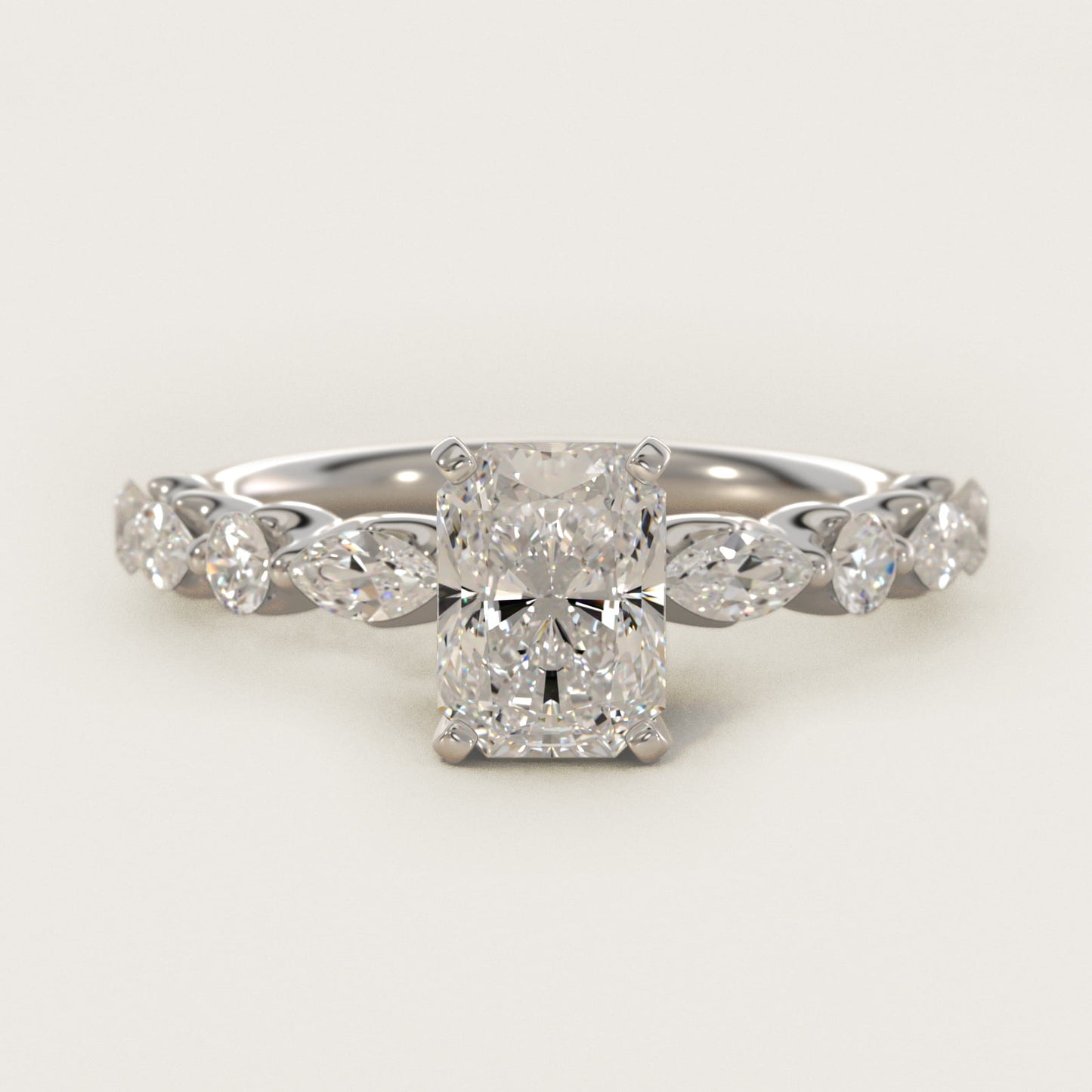 Floating Marquise and Round Engagement Ring in 14k White Gold (2/5 ct. tw.) - Radiant Center