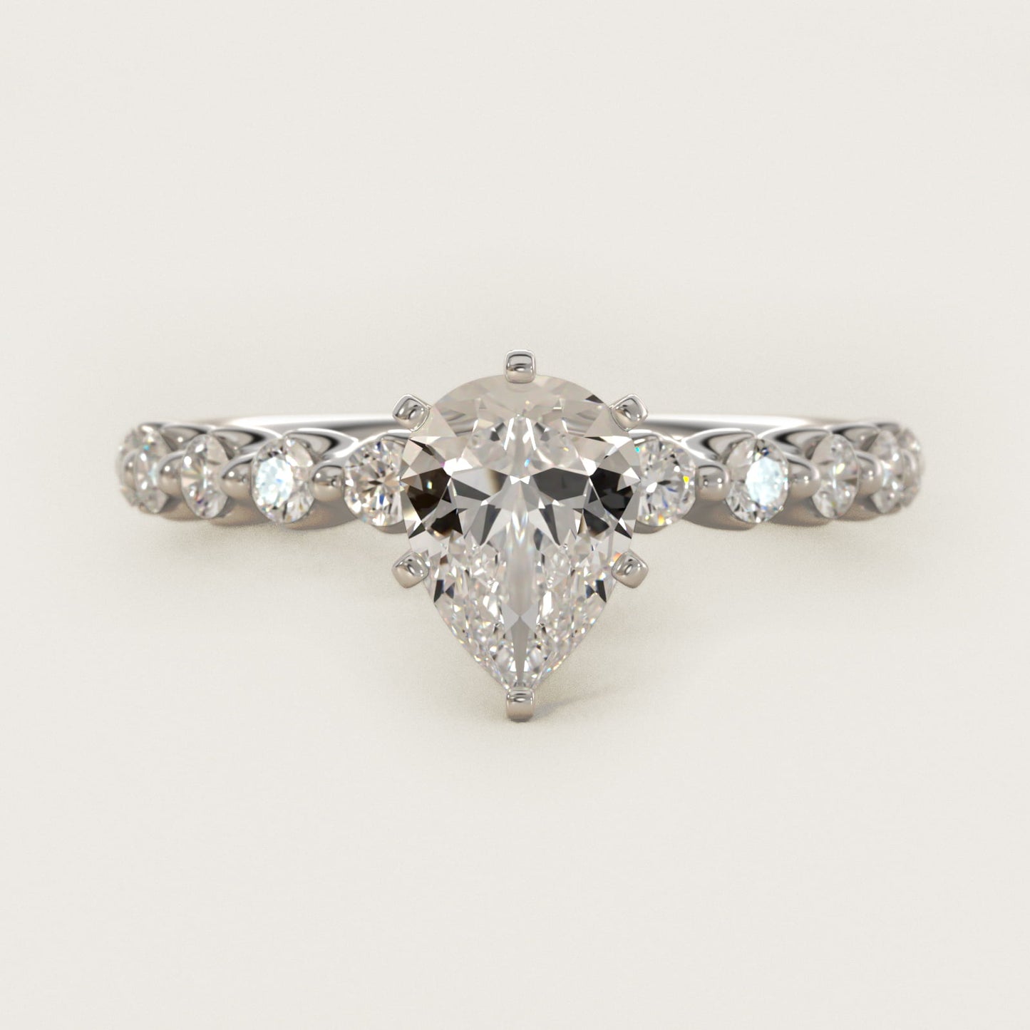 Floating Diamond Engagement Ring in Platinum (3/8 ct.wt.) - Pear Center