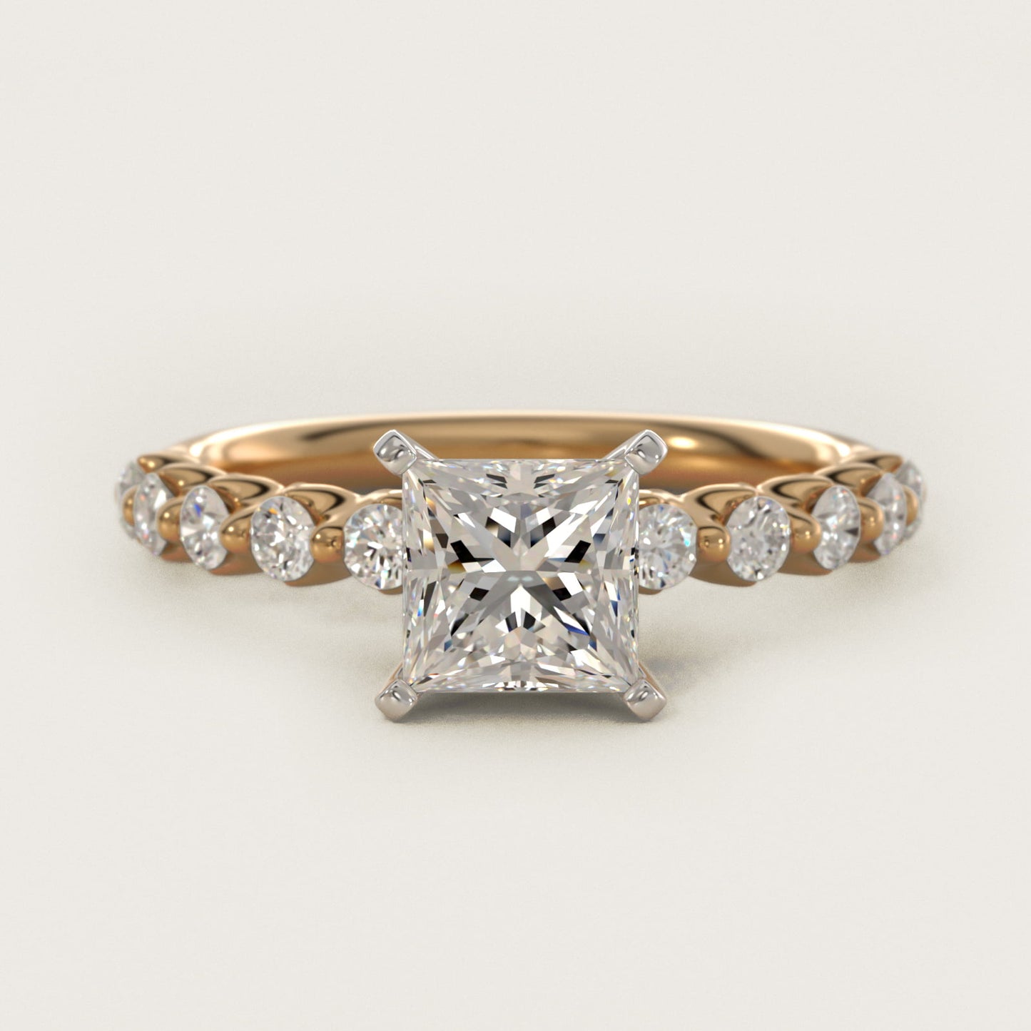 Floating Diamond Engagement Ring in 14k Yellow Gold (3/8 ct.tw.) - Princess Center