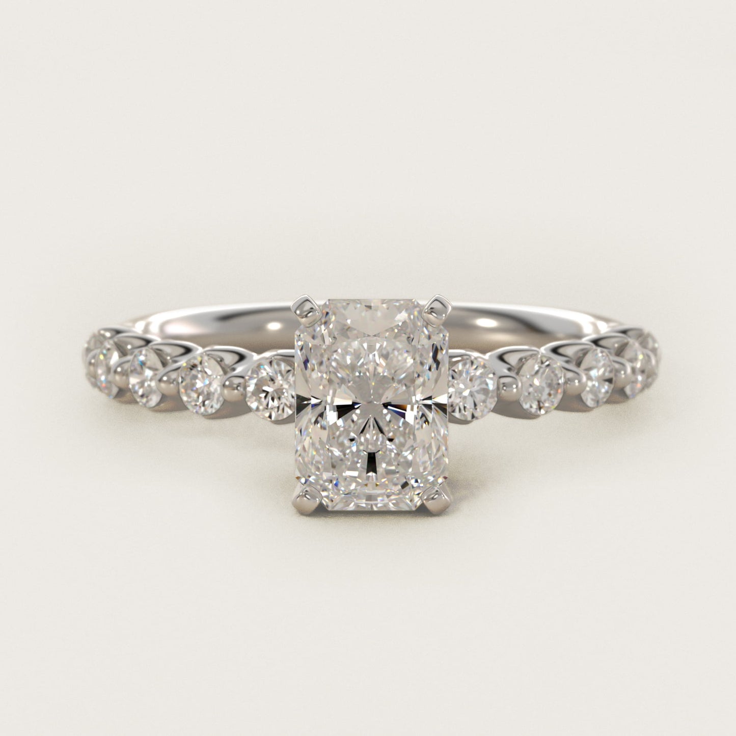 Floating Diamond Engagement Ring in Platinum (3/8 ct.wt.) - Radiant Center