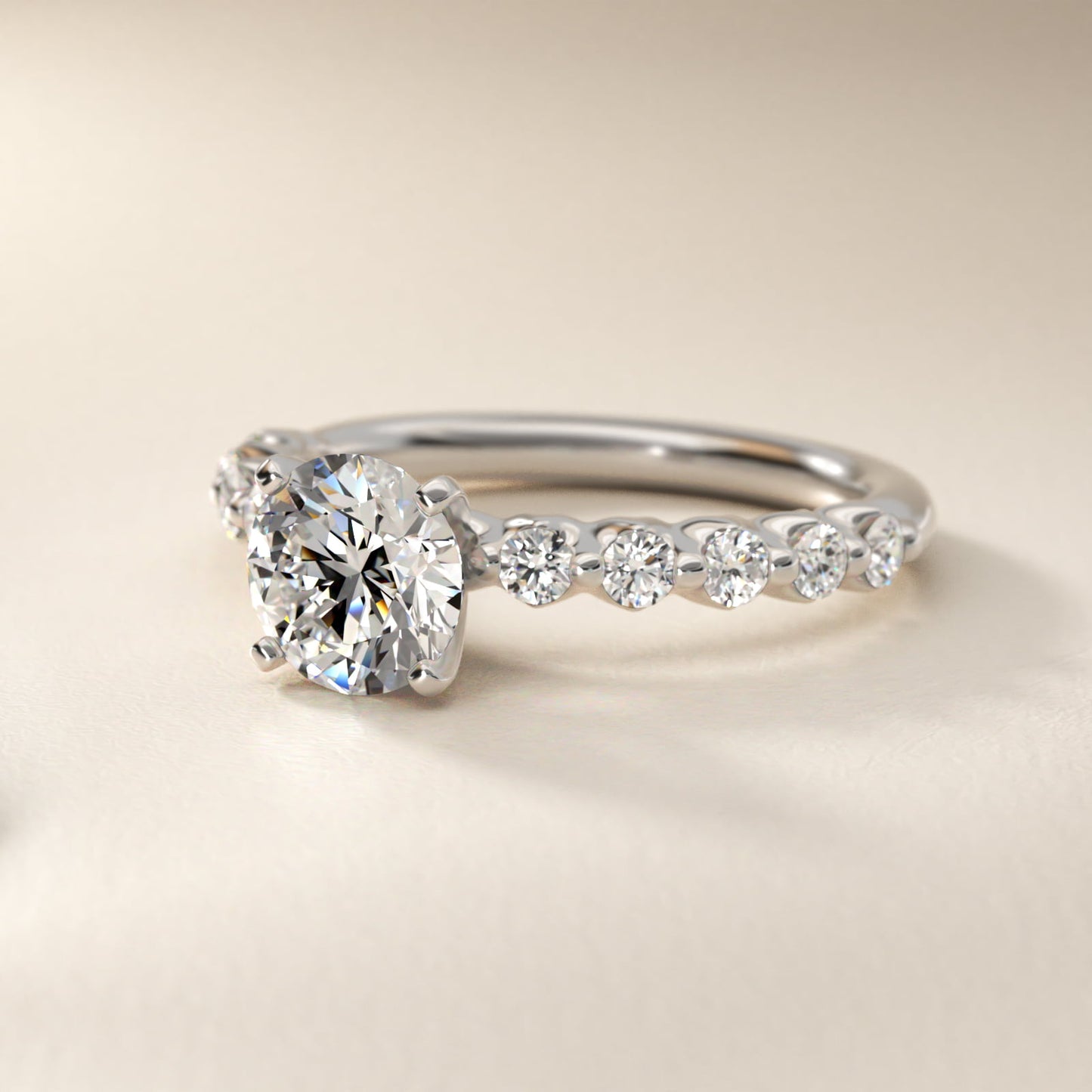 Floating Diamond Engagement Ring in 14k White Gold (3/8 ct.tw.) - Round Center