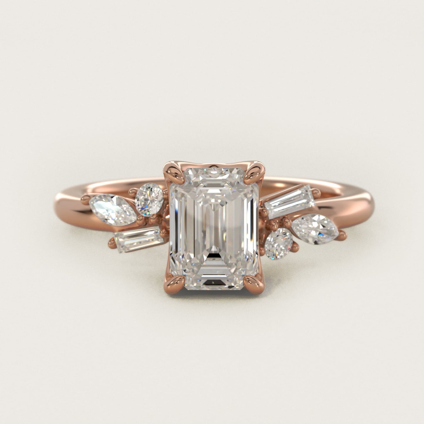 Floral Motif Diamond Accent Side Stone Engagement Ring In 18k Rose Gold By James Allen - Emerald Center