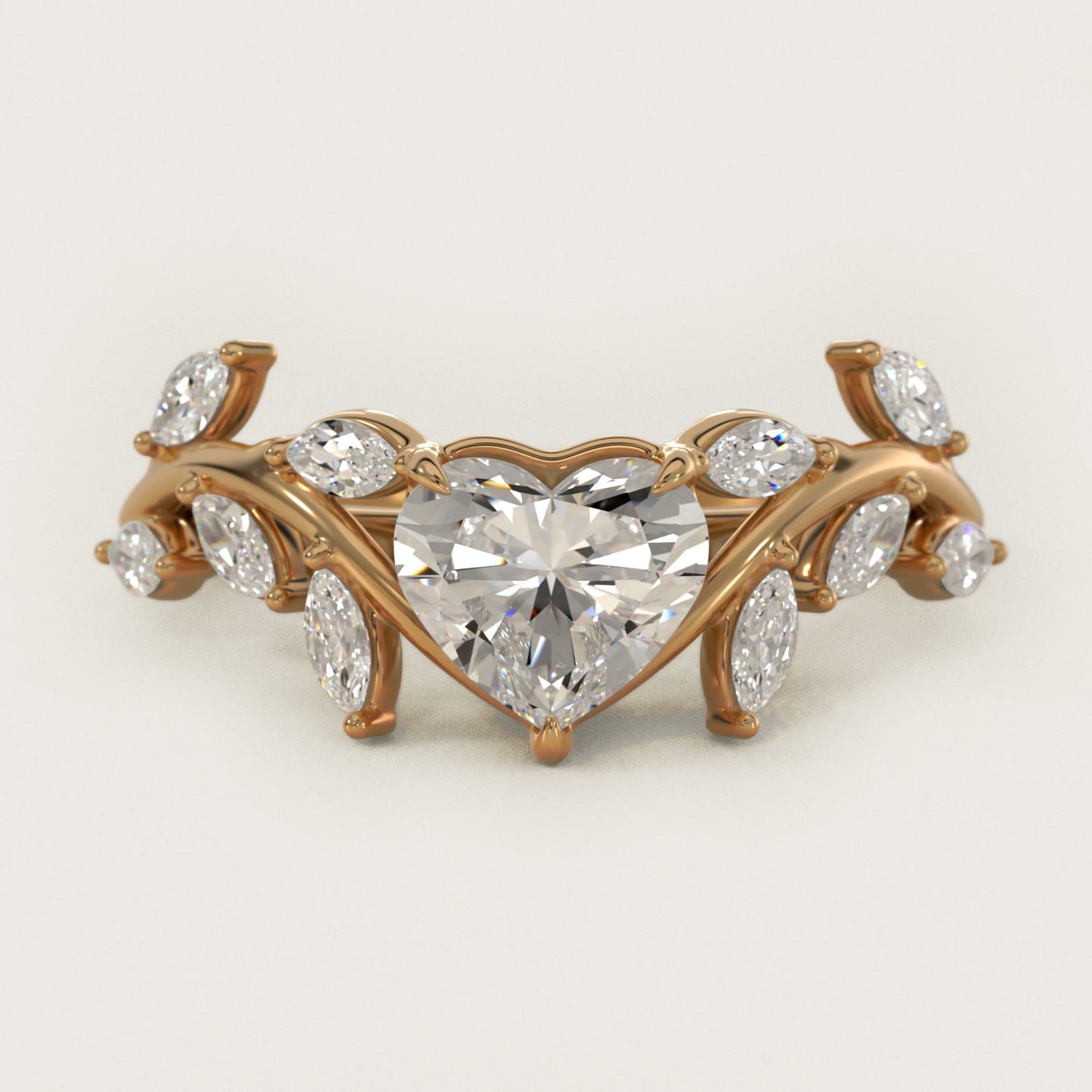 Floral Side Stone Diamond Engagement Ring In 18k Yellow Gold By James Allen - Heart Center