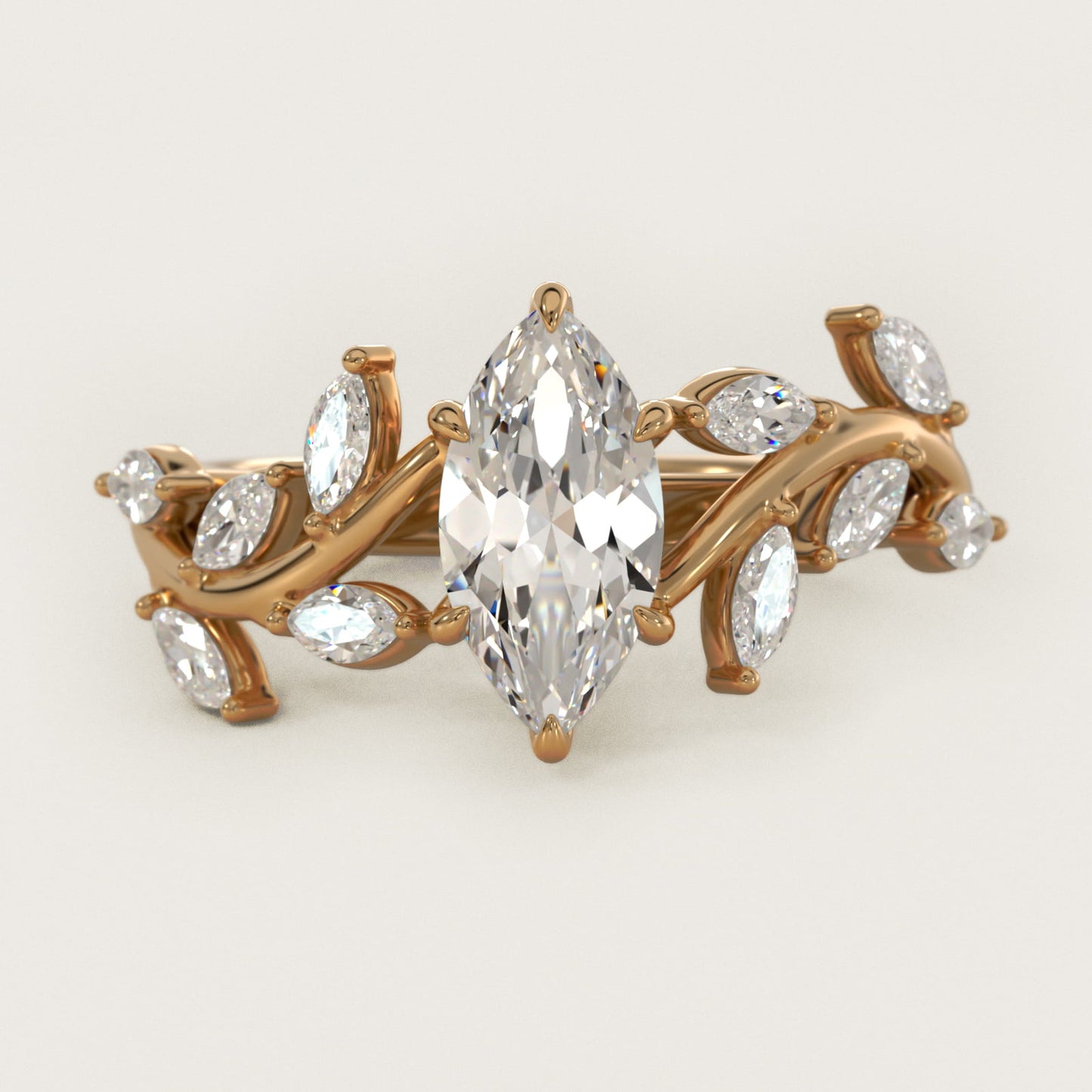 Floral Side Stone Diamond Engagement Ring In 18k Yellow Gold By James Allen - Marquise Center