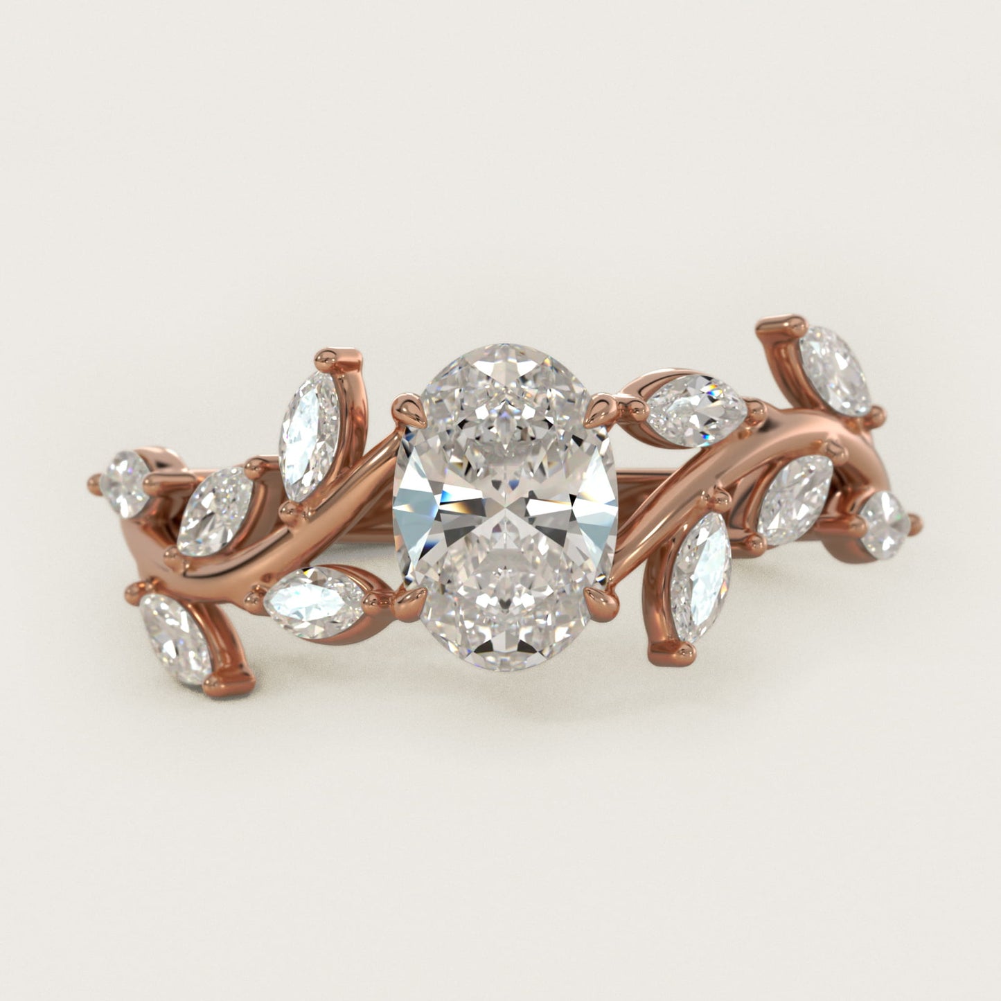 Floral Side Stone Diamond Engagement Ring In 18k Rose Gold By James Allen - Oval Center