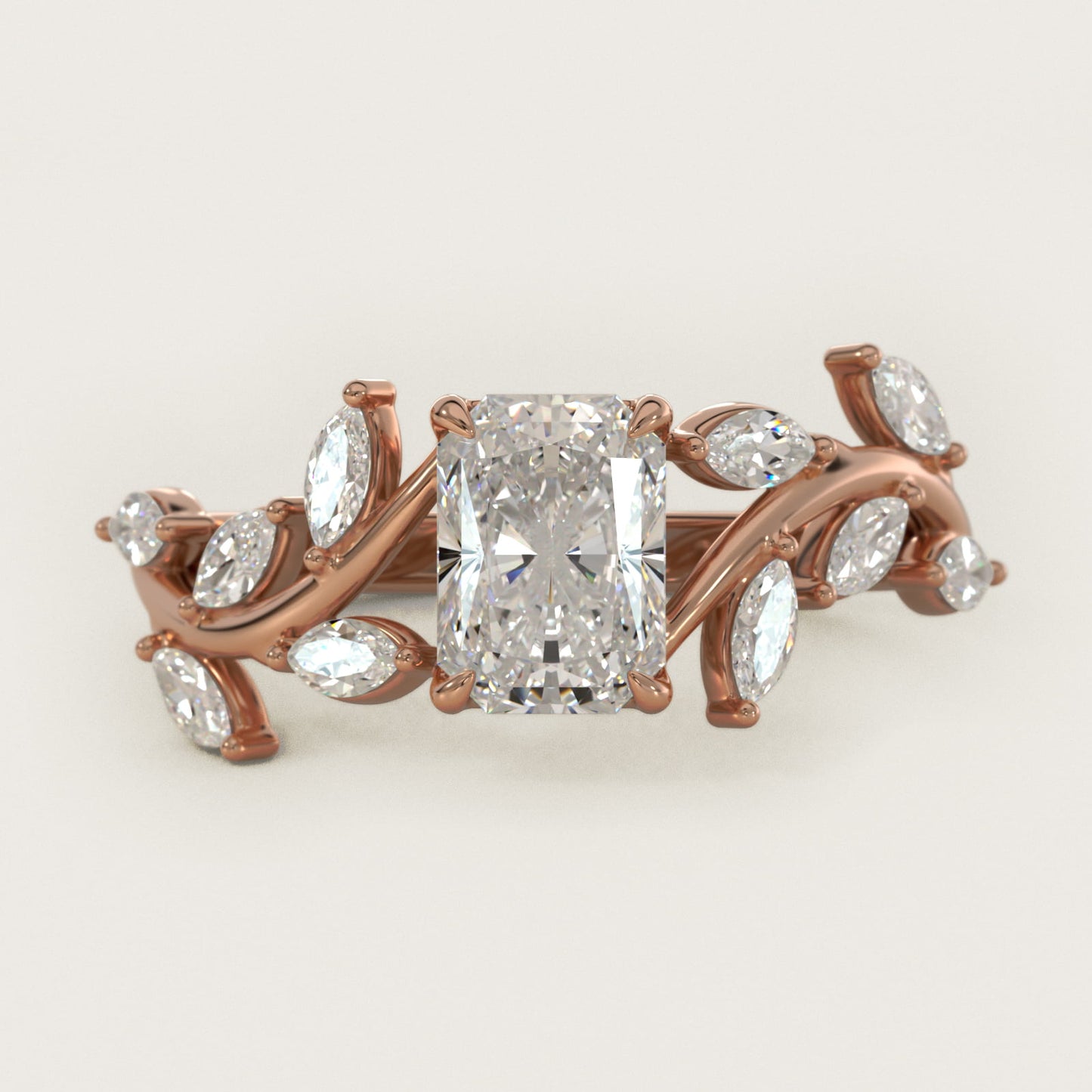 Floral Side Stone Diamond Engagement Ring In 14K Rose Gold By James Allen - Radiant Center