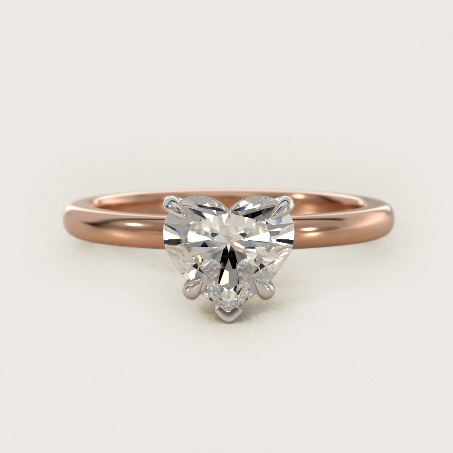 Flush Fit Claw Prong Solitaire Engagement Ring In 18k Rose Gold By James Allen - Heart Center