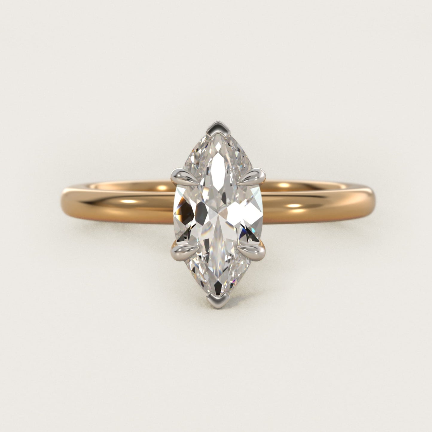 Flush Fit Claw Prong Solitaire Engagement Ring In 18k Yellow Gold By James Allen - Marquise Center