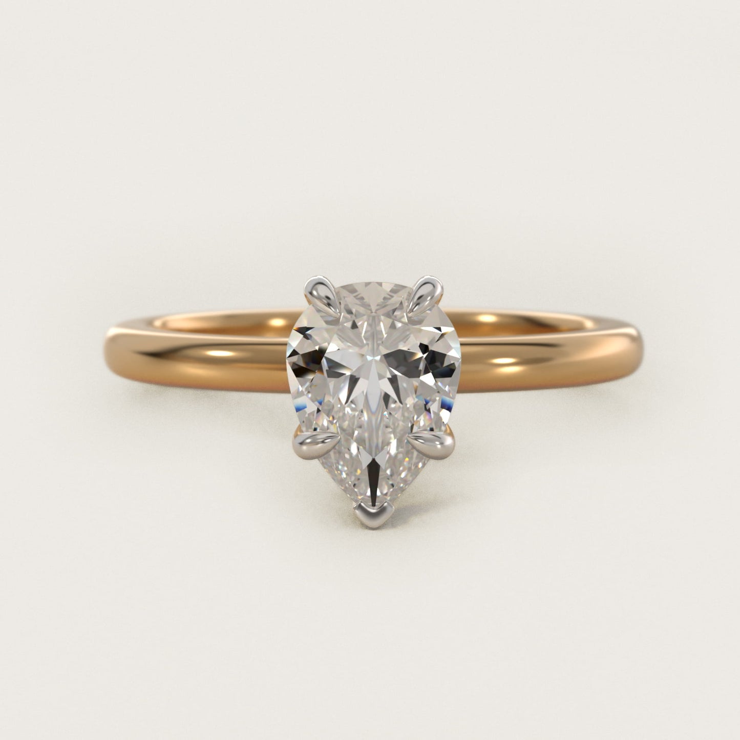 Flush Fit Claw Prong Solitaire Engagement Ring In 18k Yellow Gold By James Allen - Pear Center