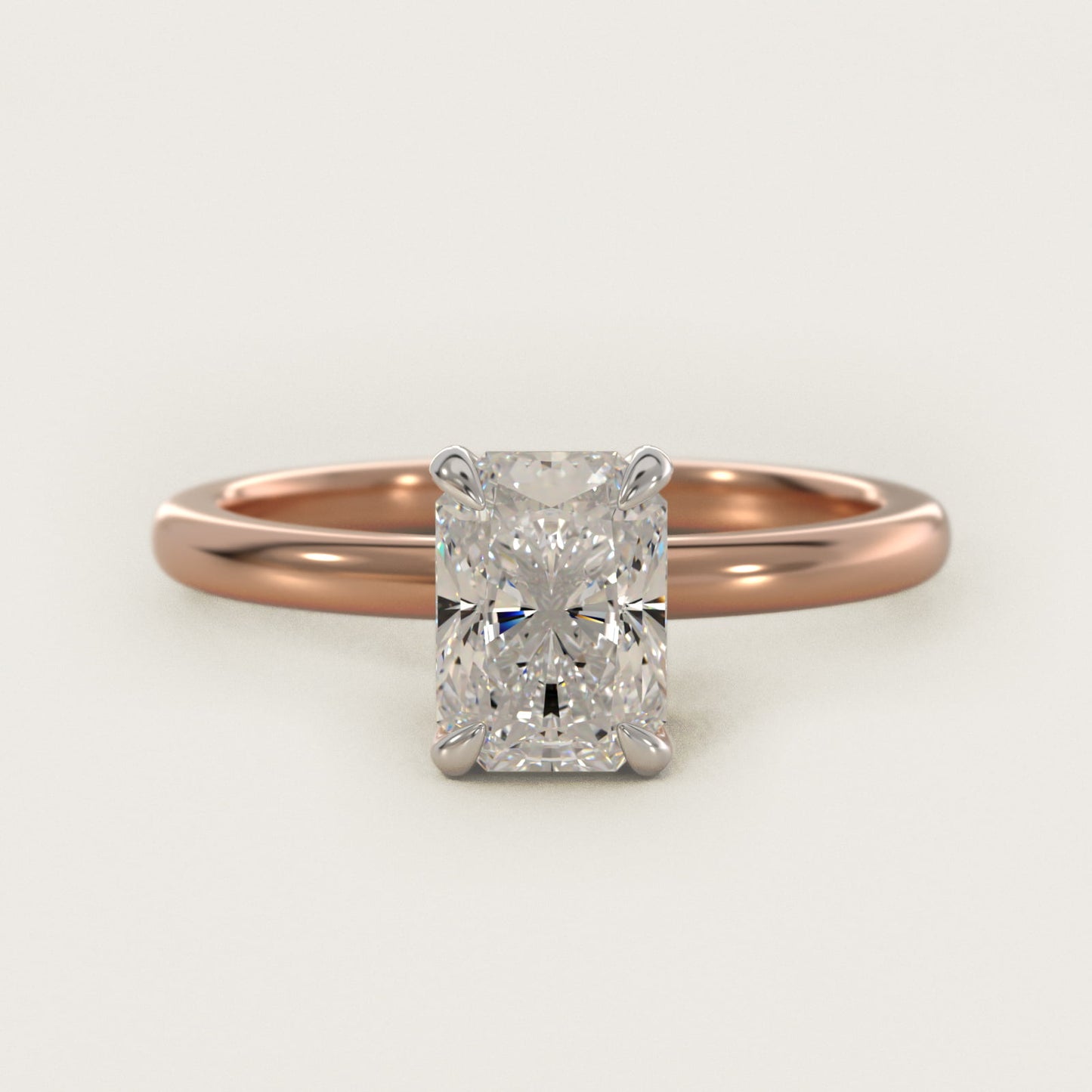 Flush Fit Claw Prong Solitaire Engagement Ring In 14K Rose Gold By James Allen - Radiant Center