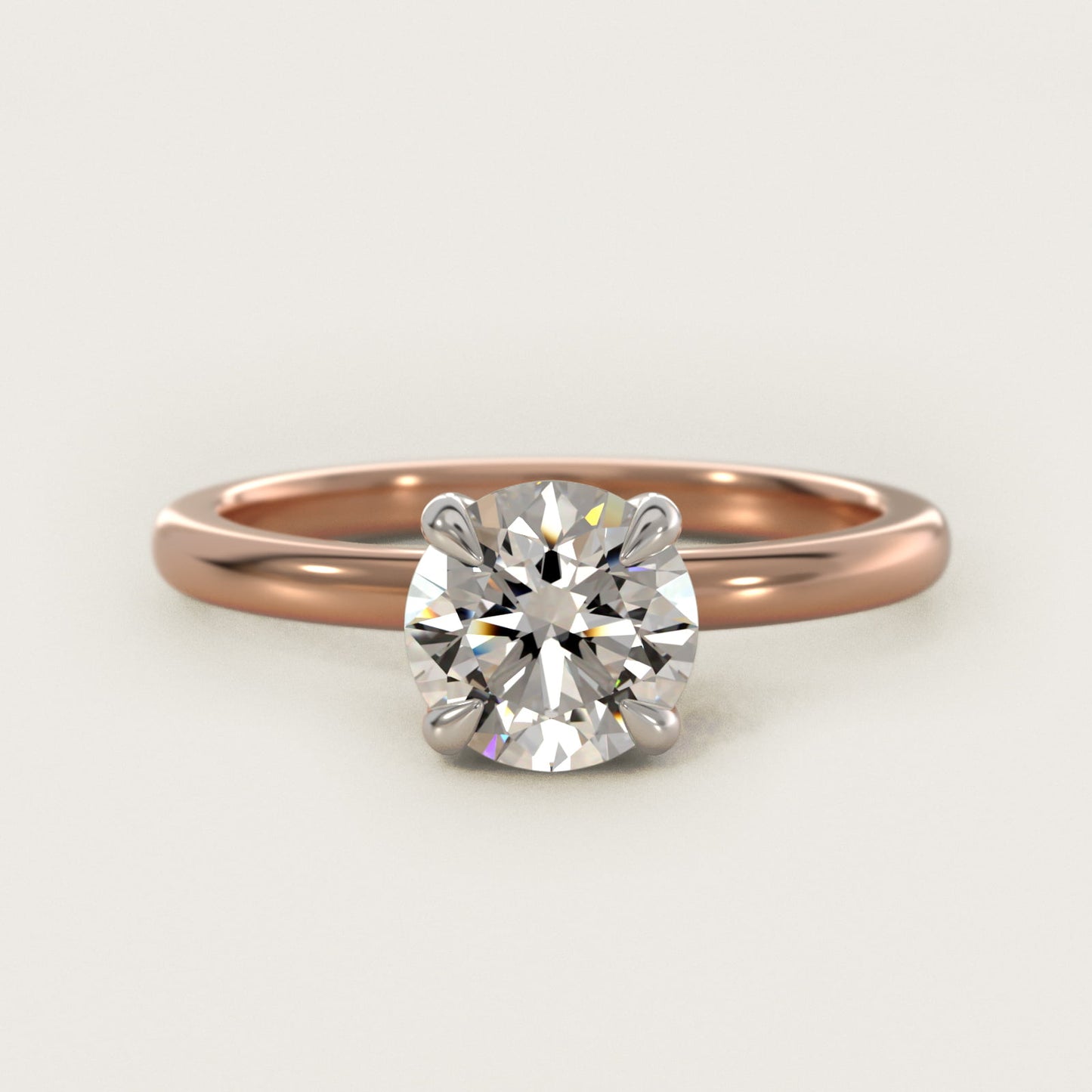 Flush Fit Claw Prong Solitaire Engagement Ring In 14K Rose Gold By James Allen - Round Center