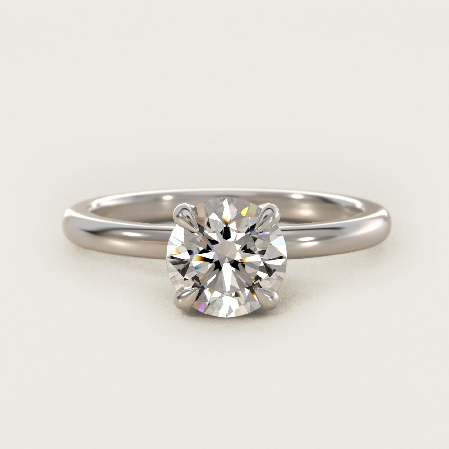 Flush Fit Claw Prong Solitaire Engagement Ring In 18k White Gold By James Allen - Round Center