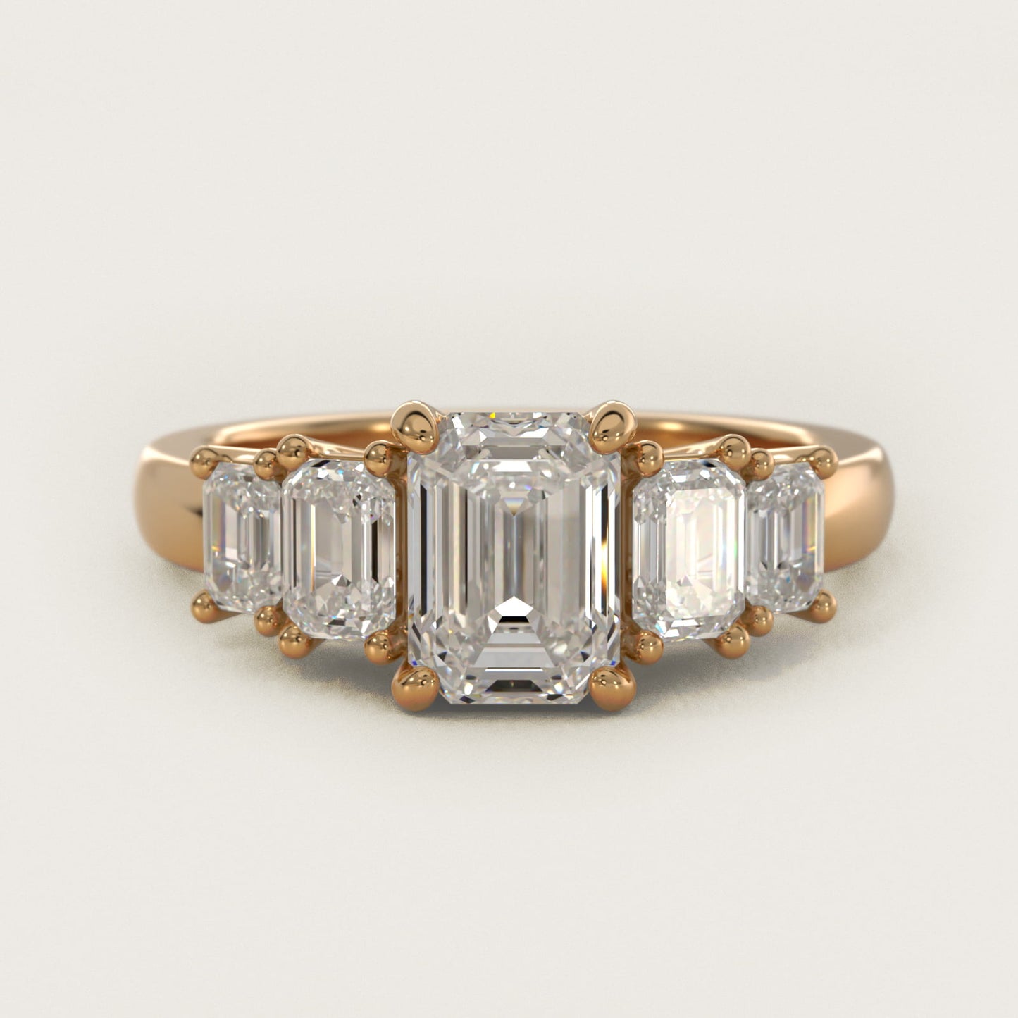 Four Stone Emerald Diamond Engagement Ring in 18k Yellow Gold - Emerald Center