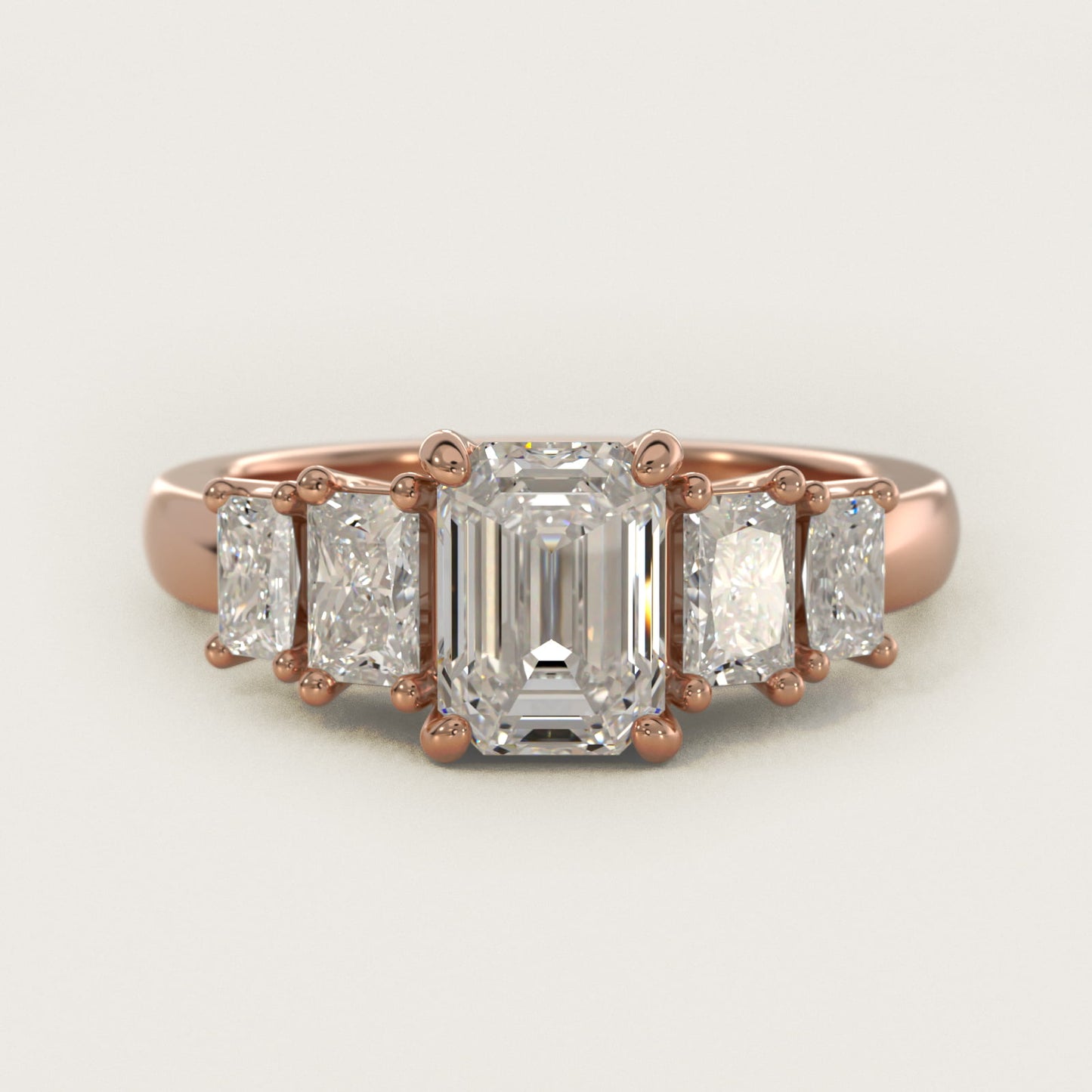 Four Stone Princess-Cut Diamond Engagement Ring in 14k Rose Gold (1 ct. tw.) - Emerald Center