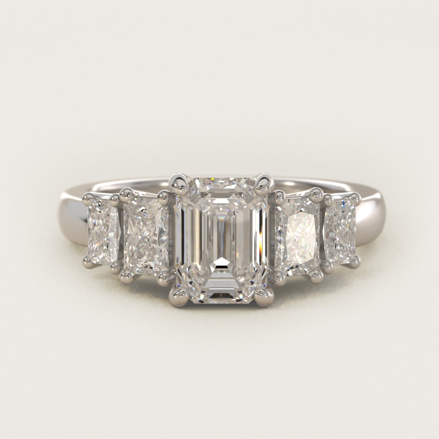 Four Stone Princess-Cut Diamond Engagement Ring in 14k White Gold (1 ct. tw.) - Emerald Center