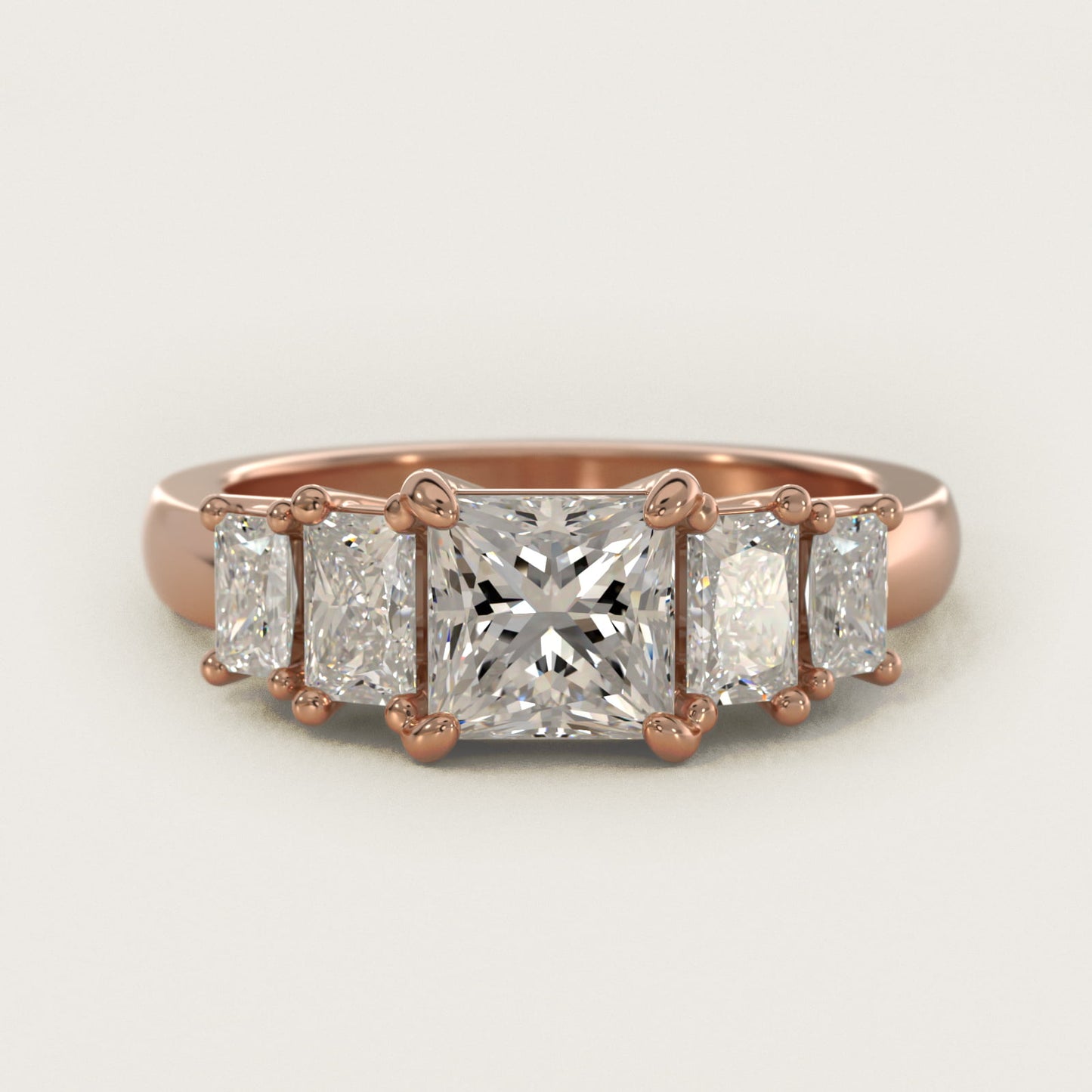 Four Stone Princess-Cut Diamond Engagement Ring in 14k Rose Gold (1 ct. tw.) - Princess Center