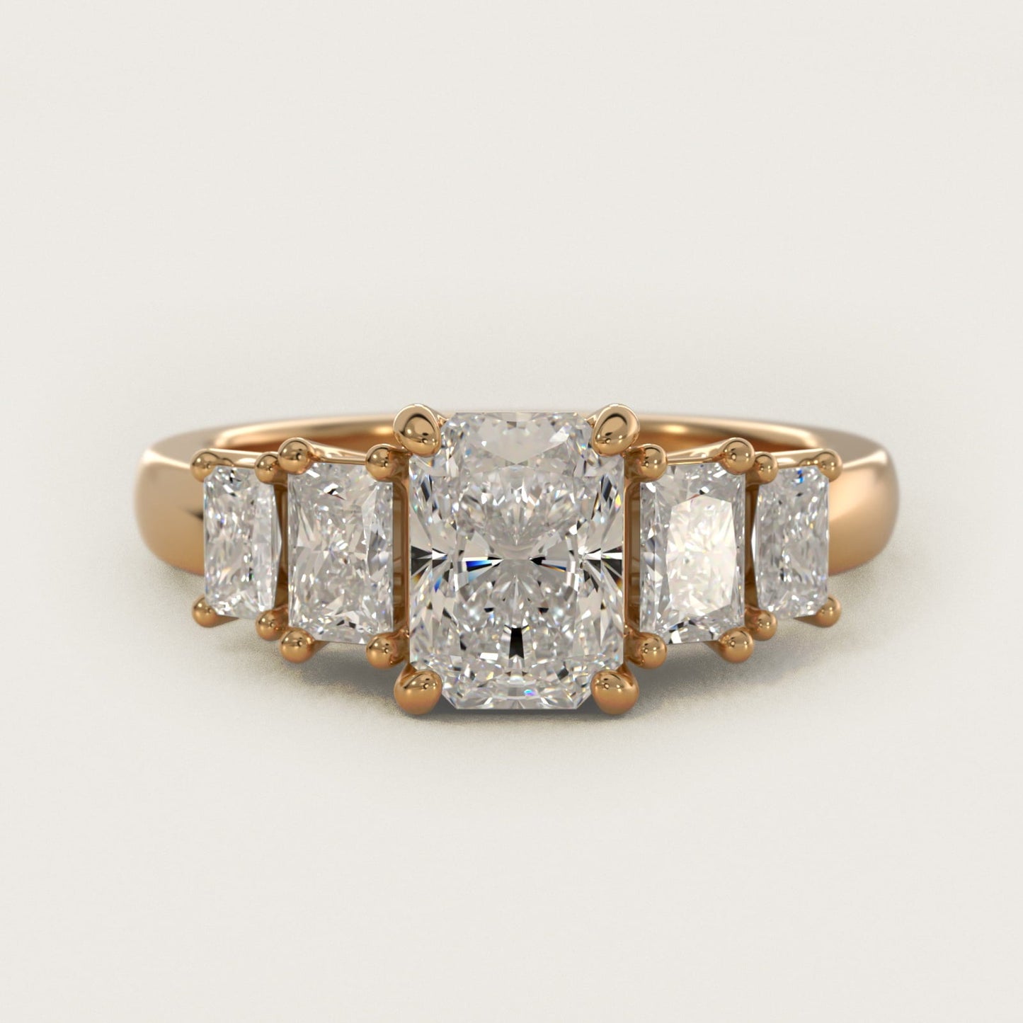 Four Stone Princess-Cut Diamond Engagement Ring in 18k Yellow Gold (1 ct. tw.) - Radiant Center