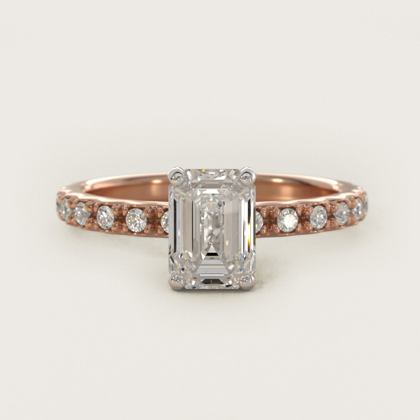 French Cut PavŽ Diamond Engagement Ring In 18k Rose Gold By James Allen - Emerald Center