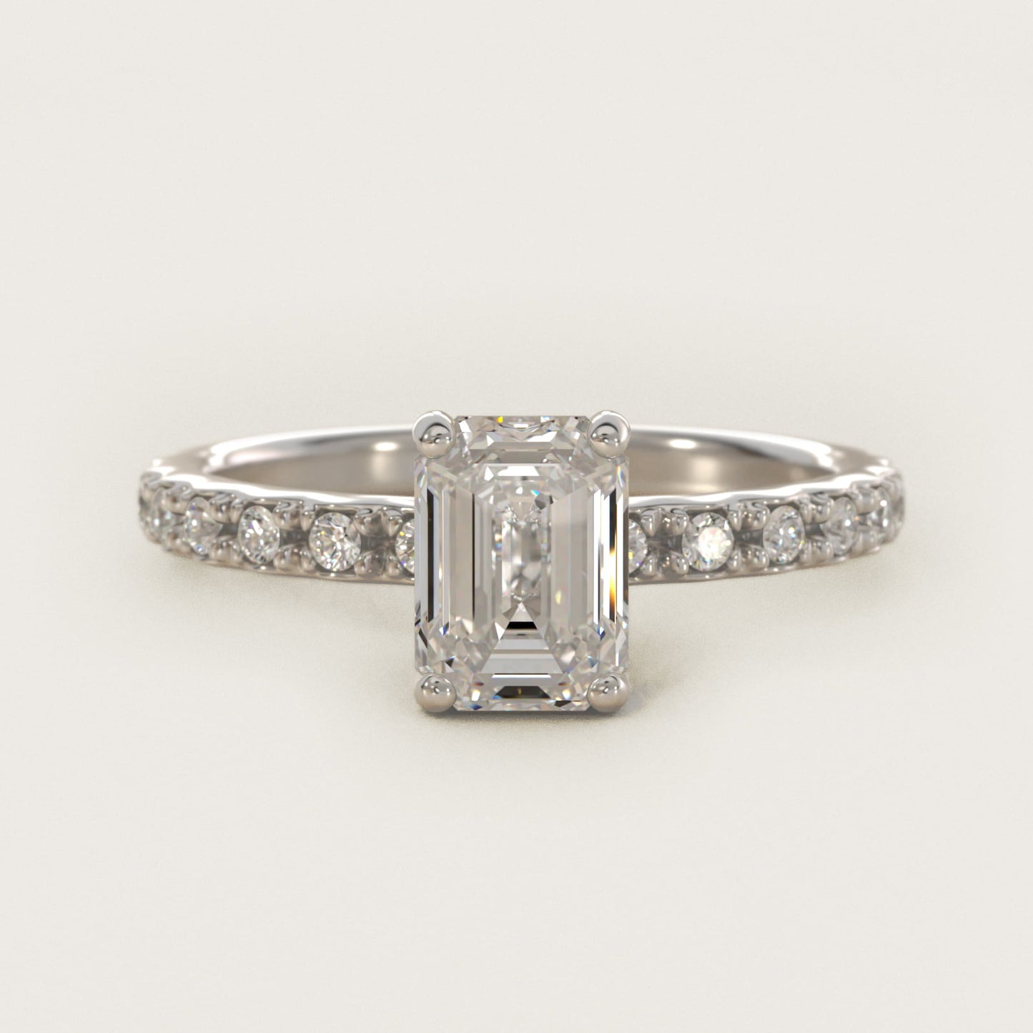 French Cut PavŽ Diamond Engagement Ring In Platinum By James Allen - Emerald Center