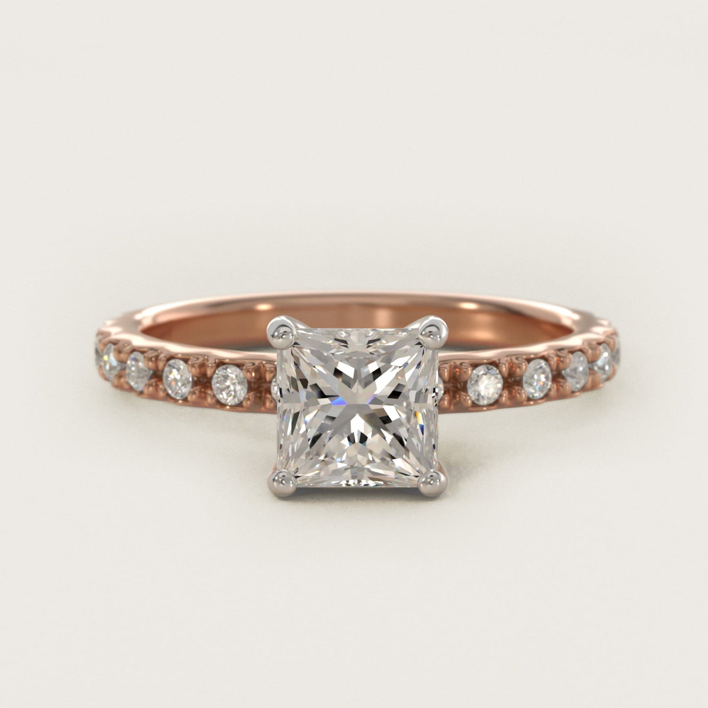 French Cut PavŽ Diamond Engagement Ring In 18k Rose Gold By James Allen - Princess Center